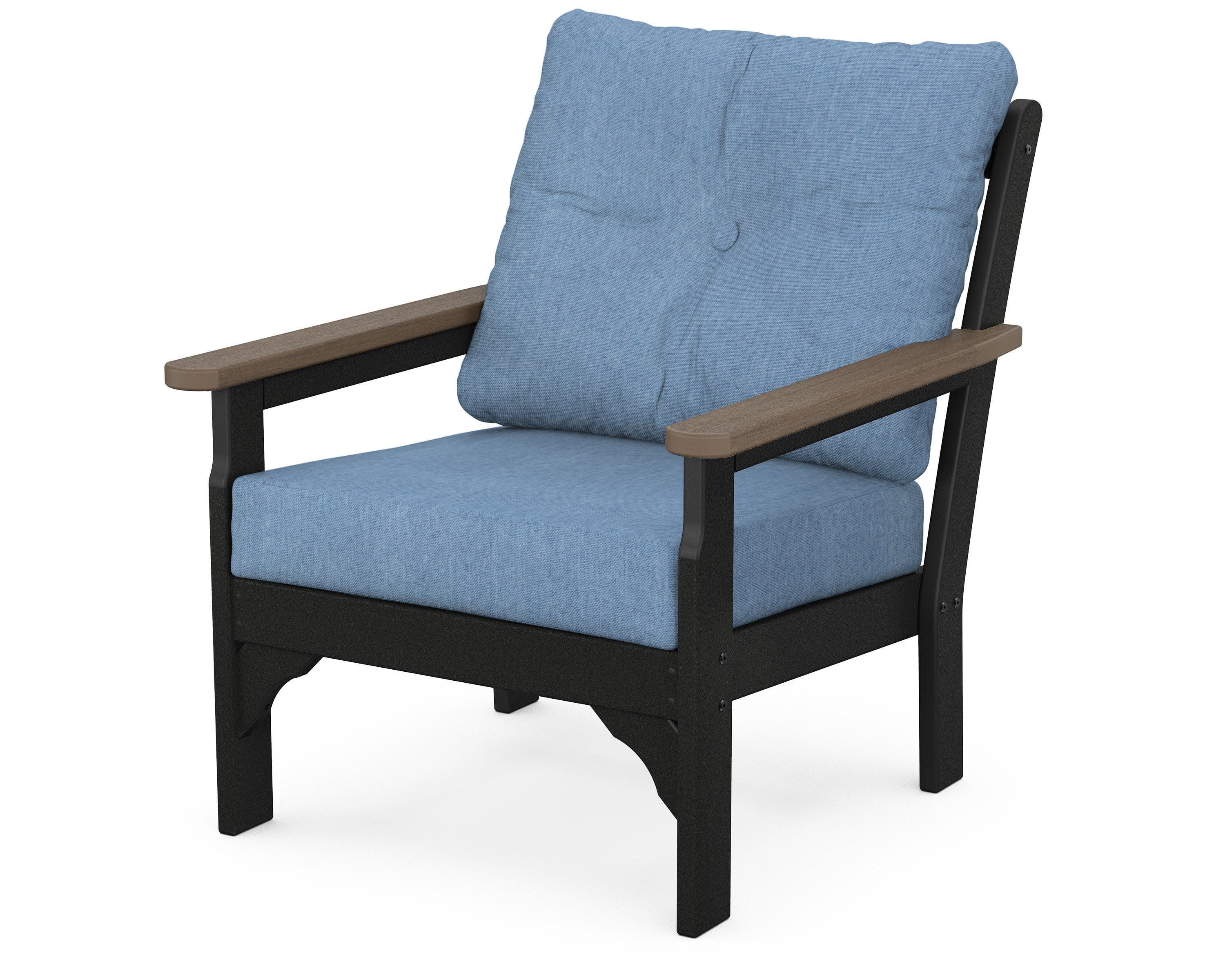 Vineyard Deep Seating Chair in White / Kona / Sky Blue