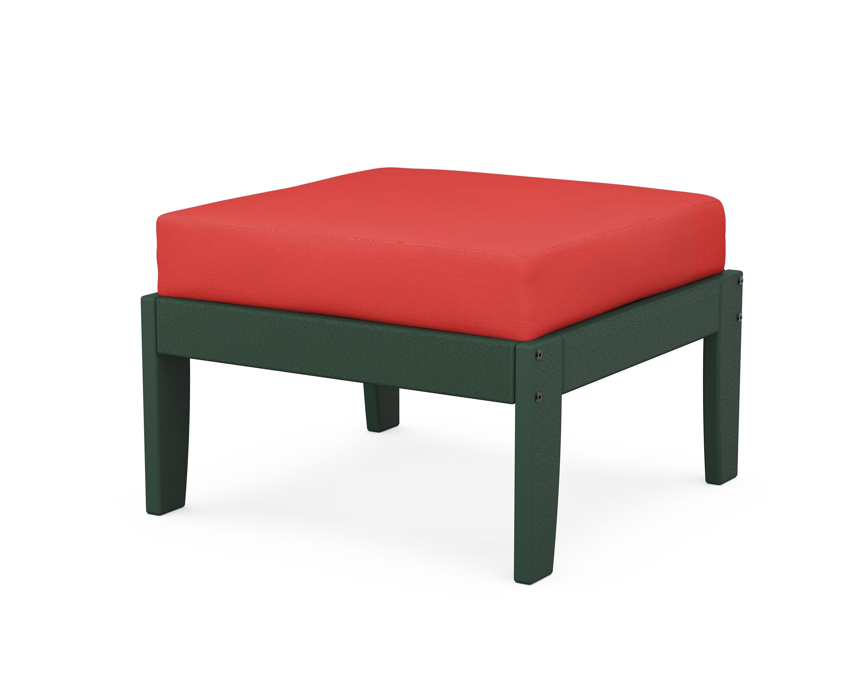 Modular Ottoman - Classic in Green / Crimson Linen
