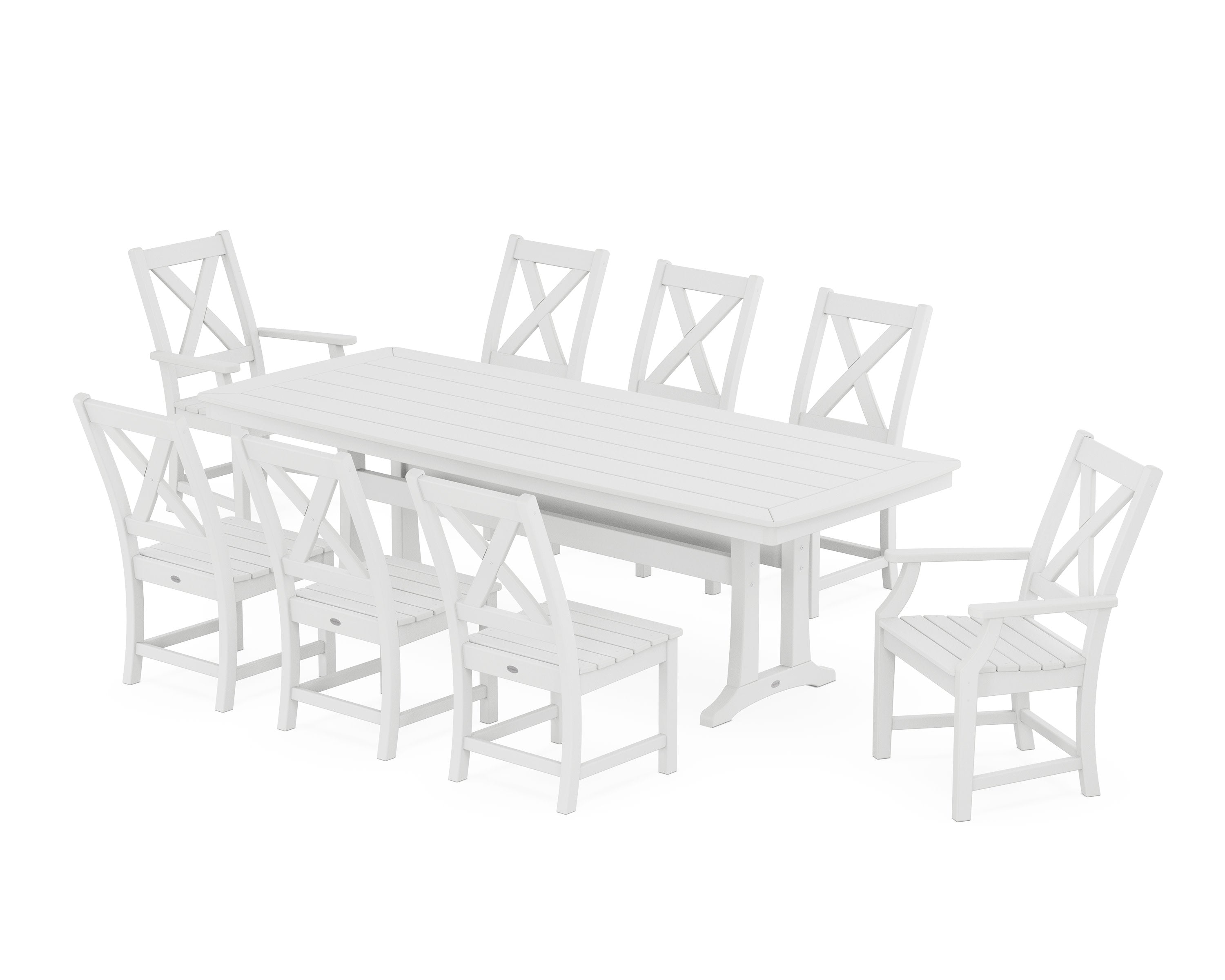 Braxton 9-Piece Dining Set with Trestle Legs in White