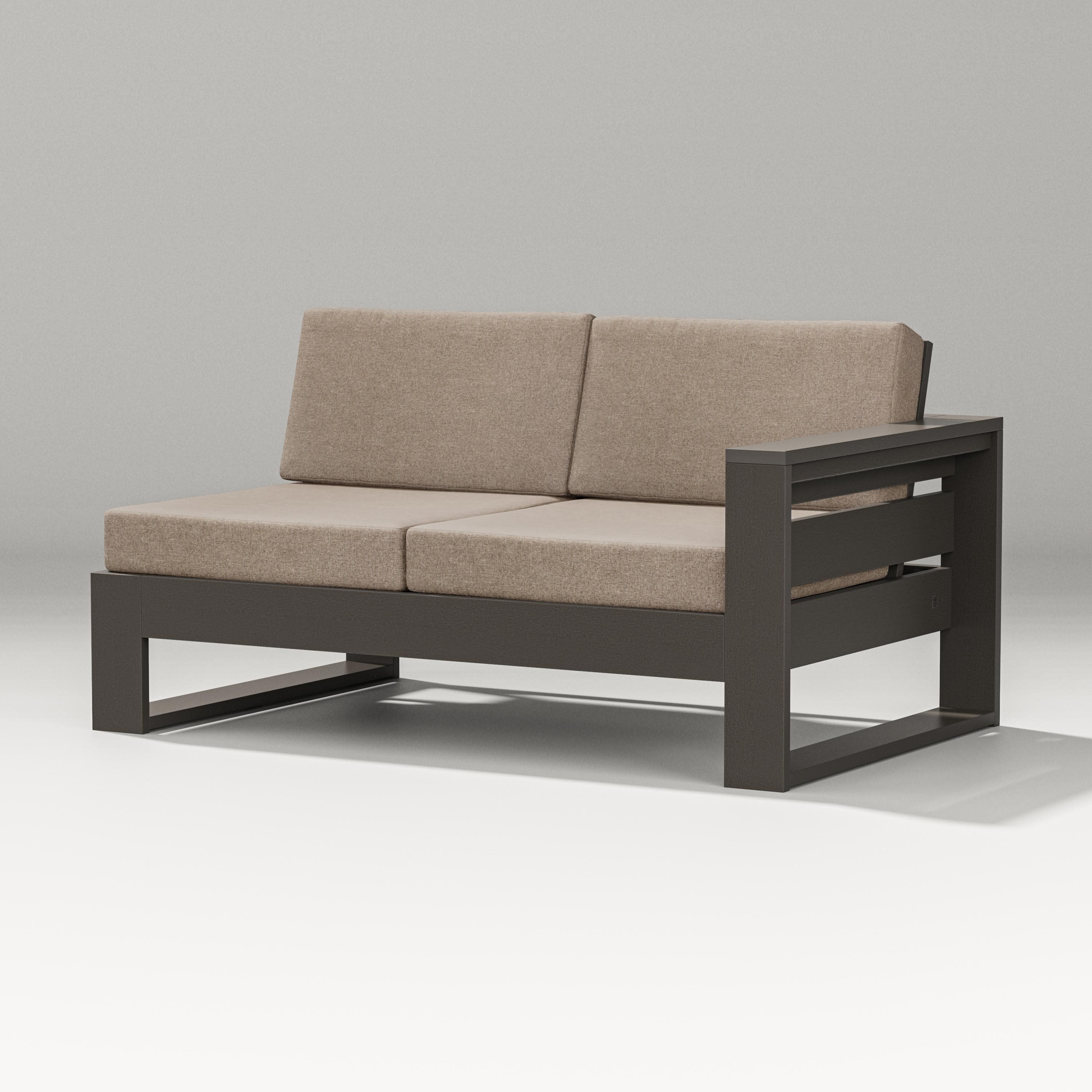 Latitude Modular Right Arm Loveseat in Vintage Coffee / Spiced Burlap