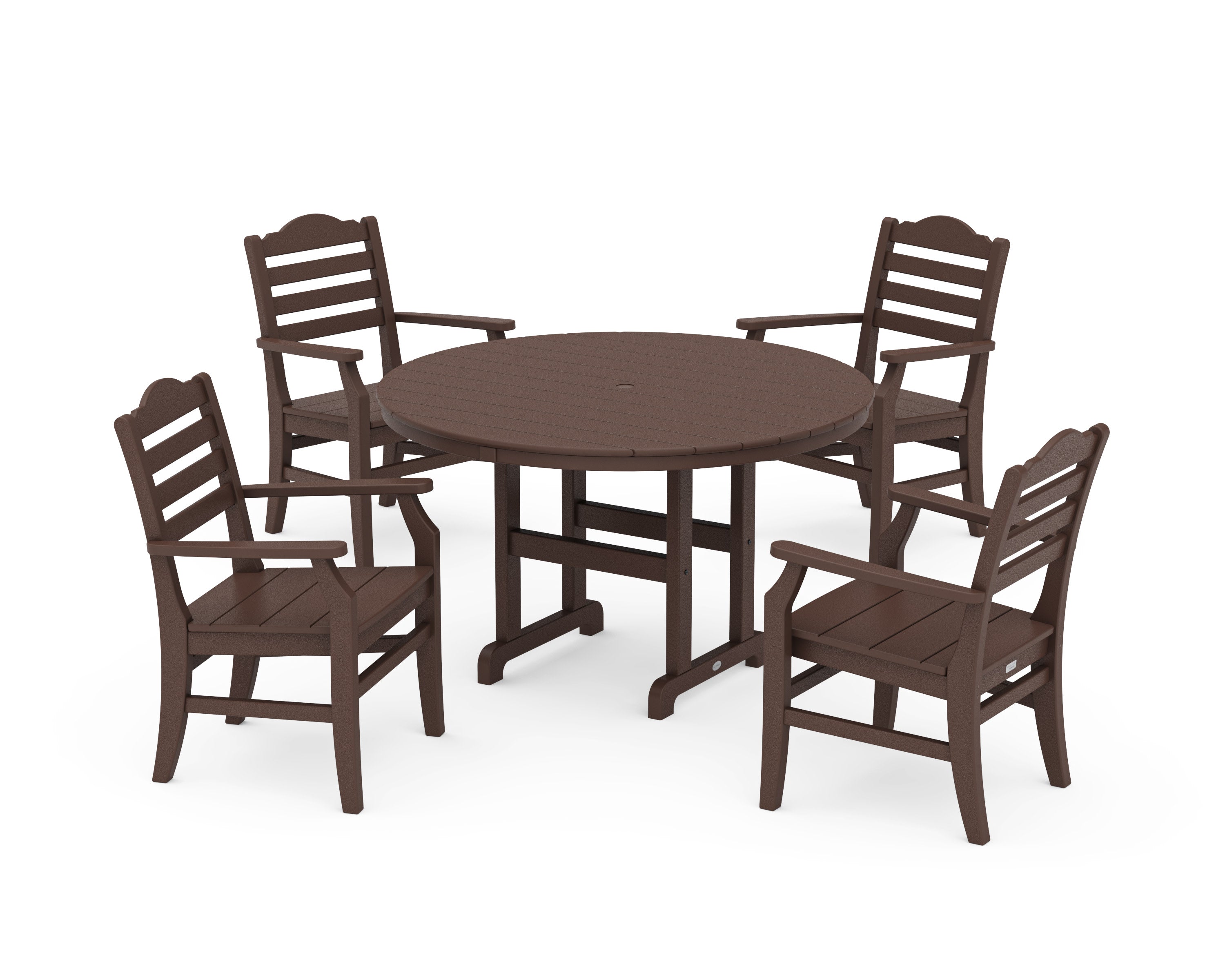 Savannah 5-Piece Round Farmhouse Dining Set in Mahogany