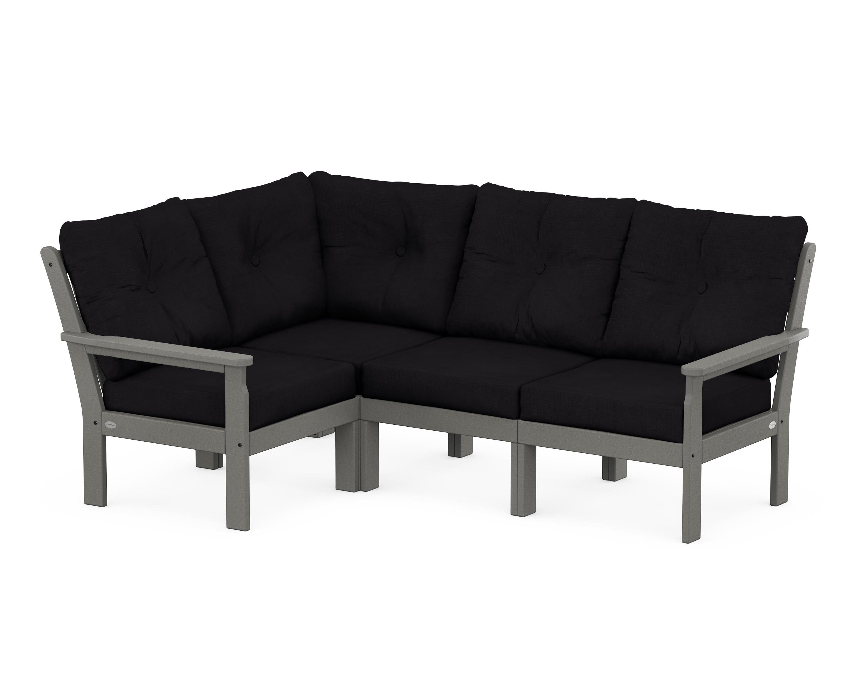 Vineyard 4-Piece Sectional in Slate Grey / Midnight Linen