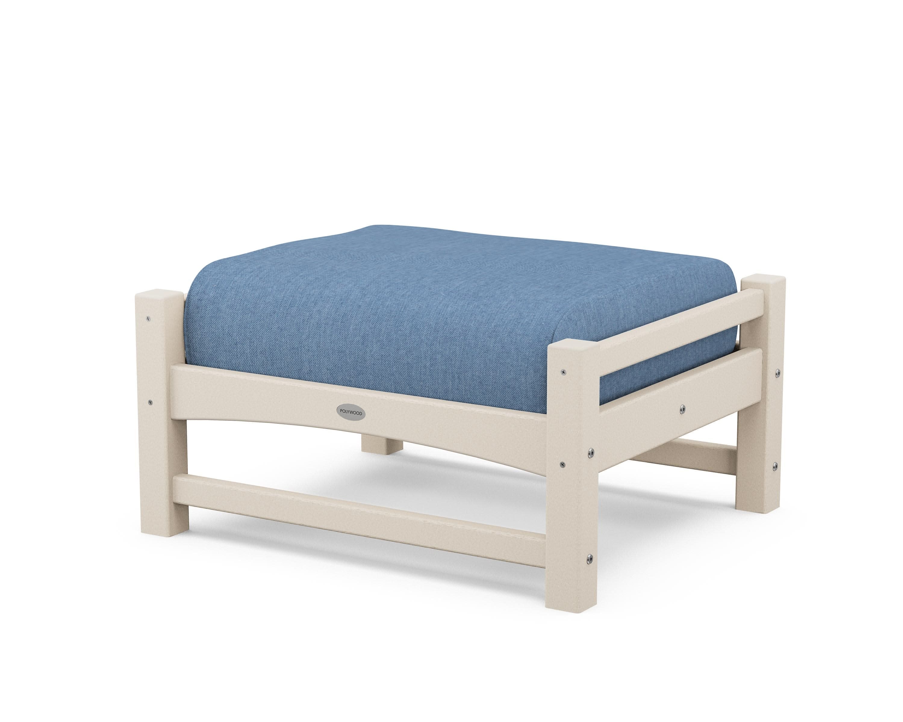 Club Ottoman in Sand / Sky Blue