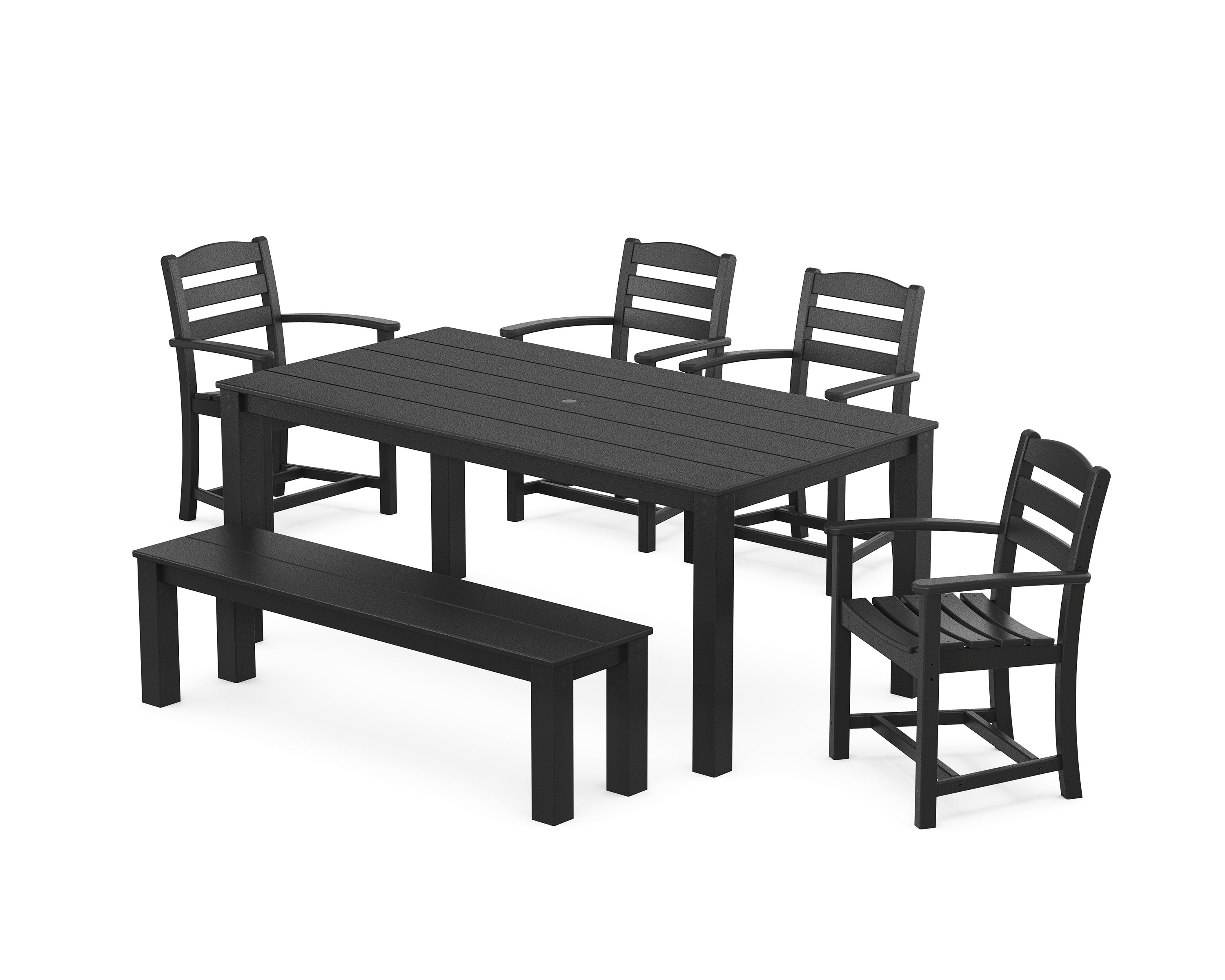 La Casa Cafe' 6-Piece Parsons Dining Set with Bench in Black