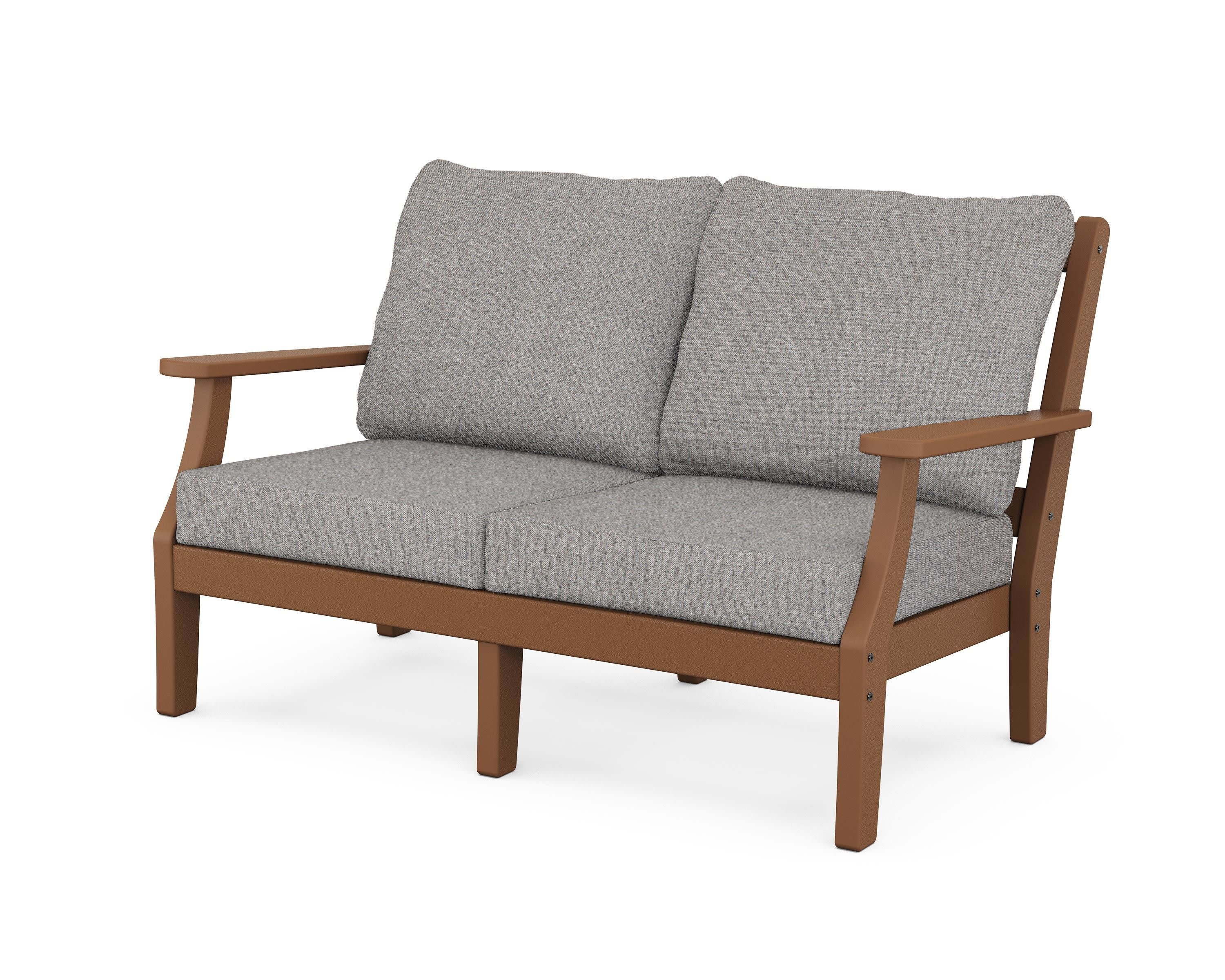 Chinoiserie Deep Seating Loveseat in Teak / Grey Mist