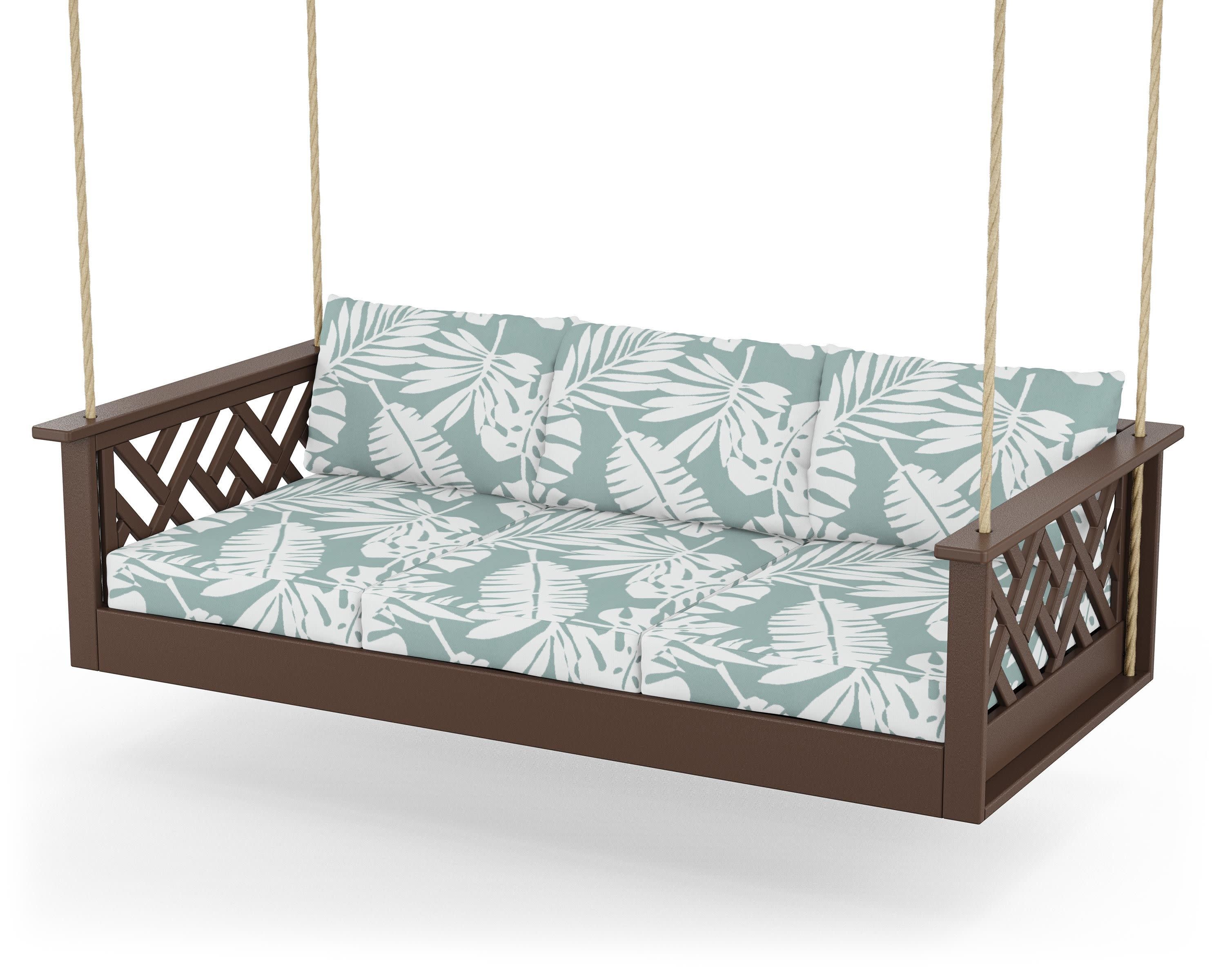 Chippendale Daybed Swing in Mahogany / Leaf Glacier Spa