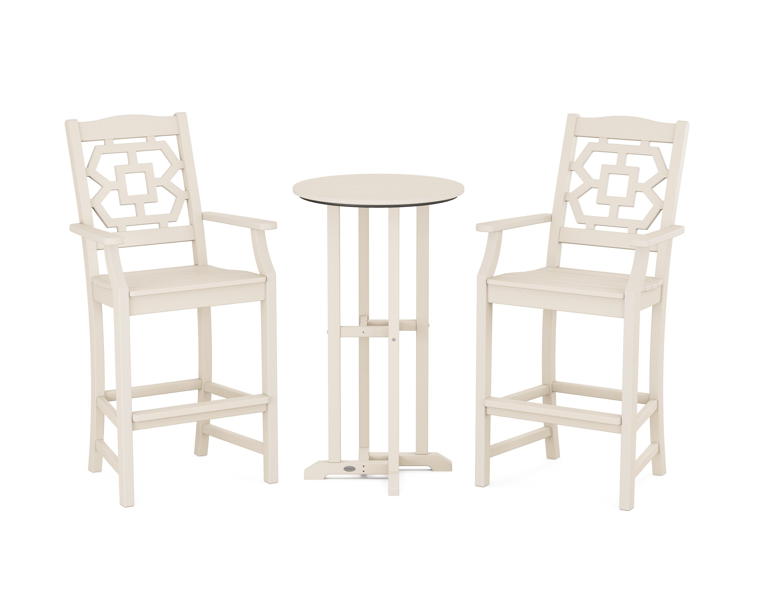 Chinoiserie 3-Piece Farmhouse Bar Set in Sand