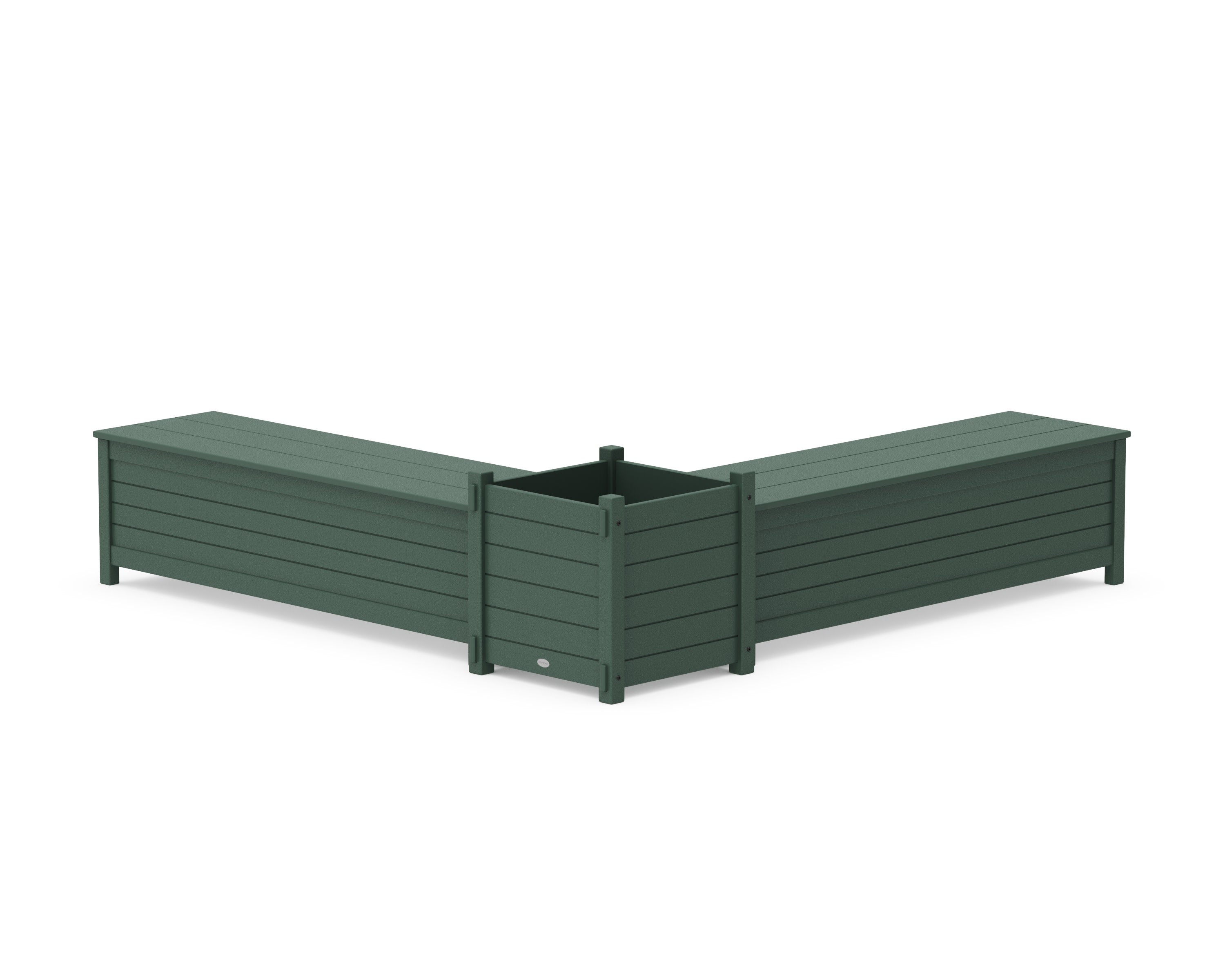 60" Nautical L- Shaped Planter Storage Bench Set- Large in Green