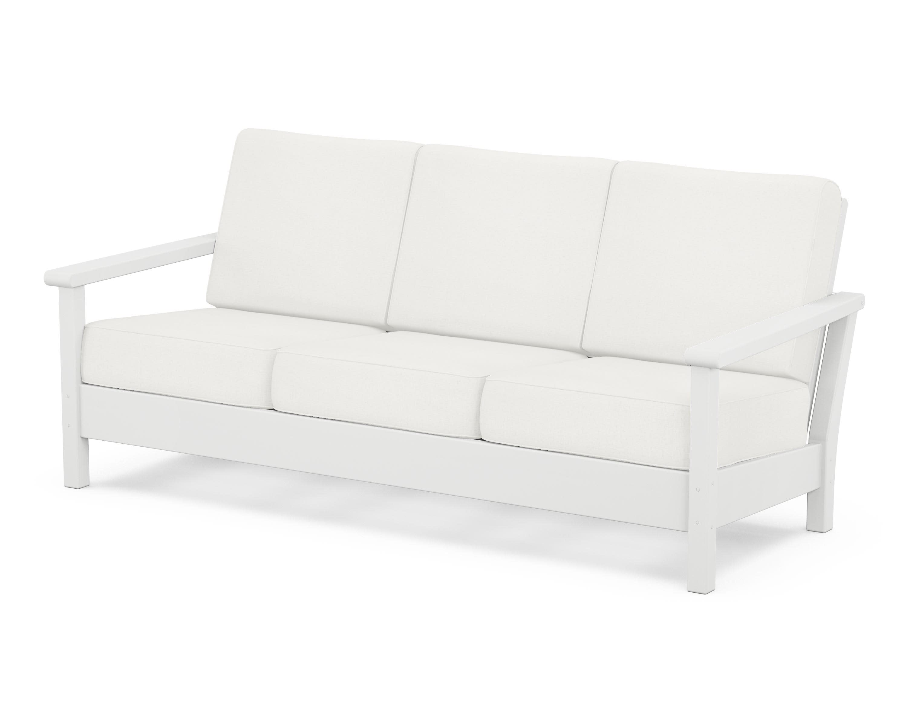 Harbour Deep Seating Sofa in White / Natural Linen
