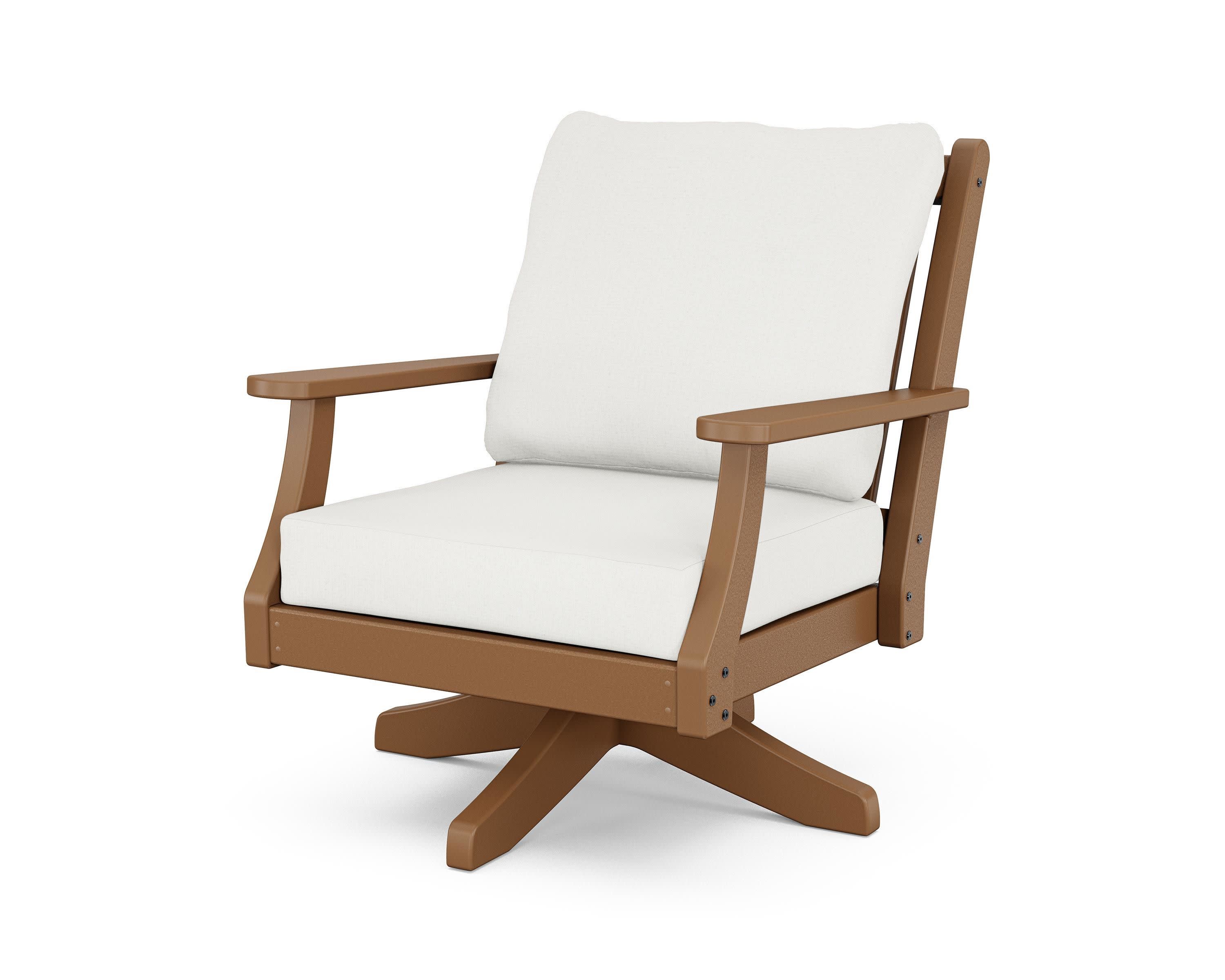 Wovendale Deep Seating Swivel Chair in Teak / Natural Linen