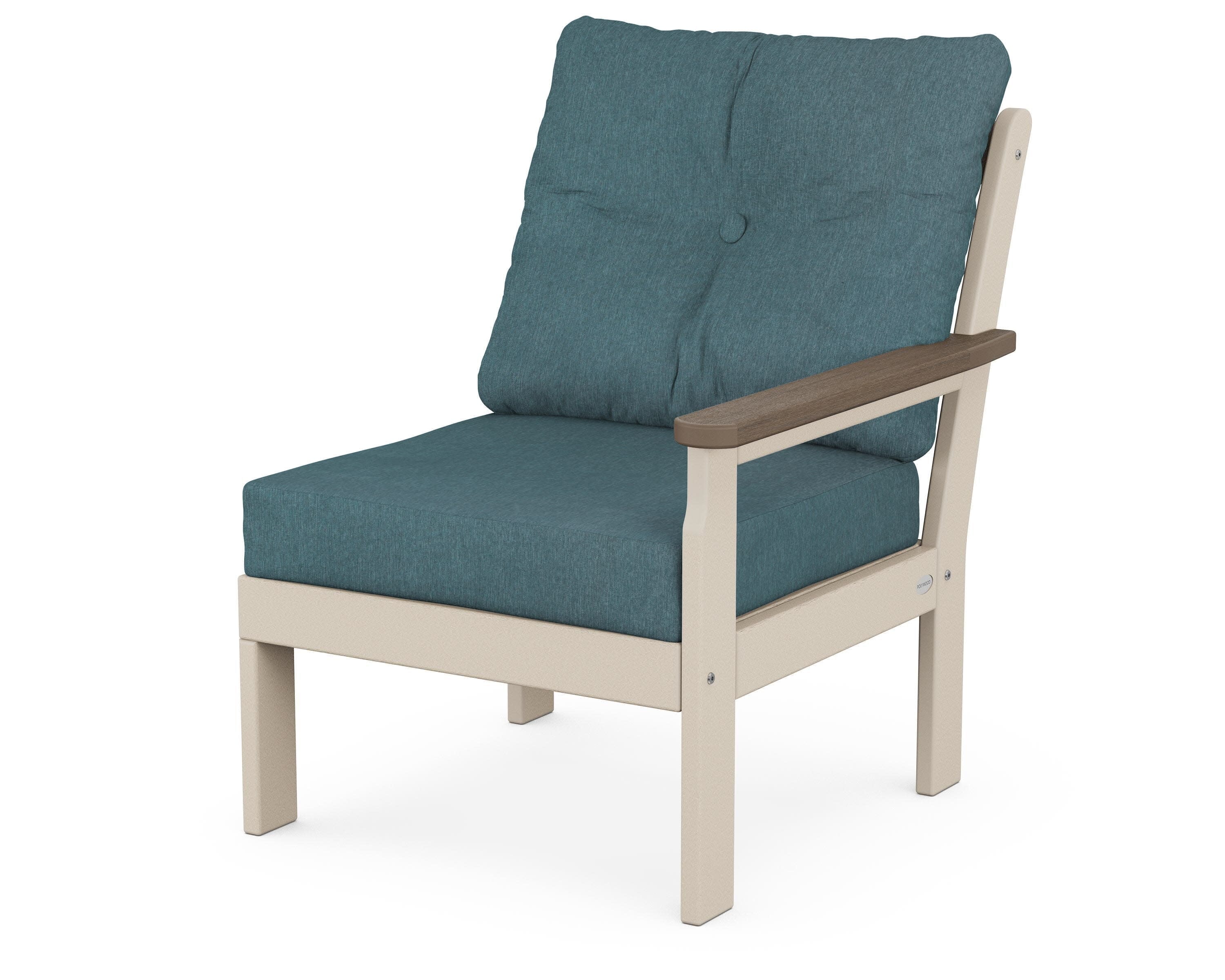 Vineyard Modular Right Arm Chair in Sand / Kona / Ocean Teal