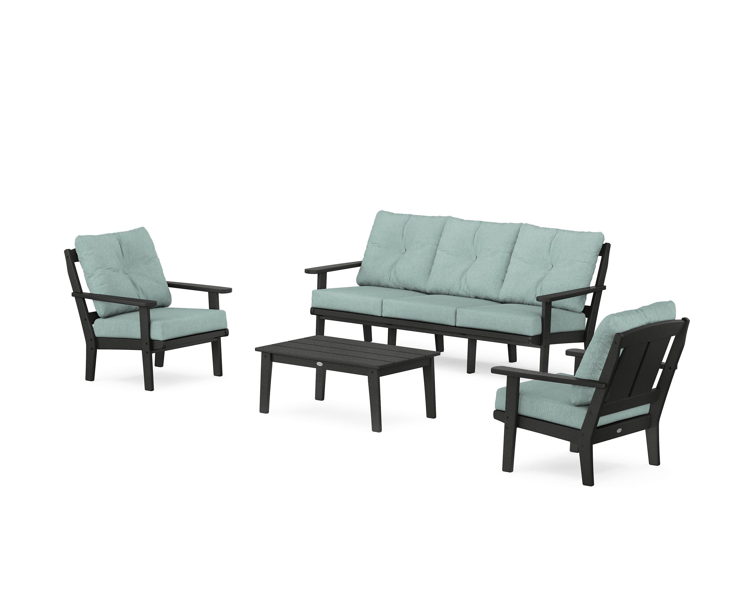 Mission 4-Piece Deep Seating Set with Sofa in Black / Glacier Spa