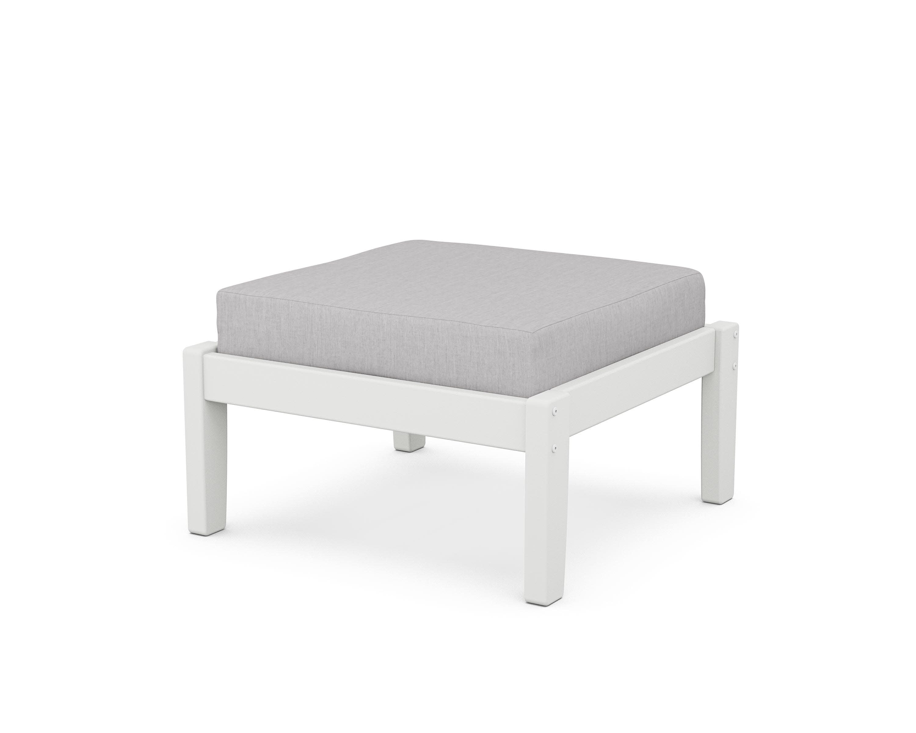 Deep Seating Ottoman in White / Granite