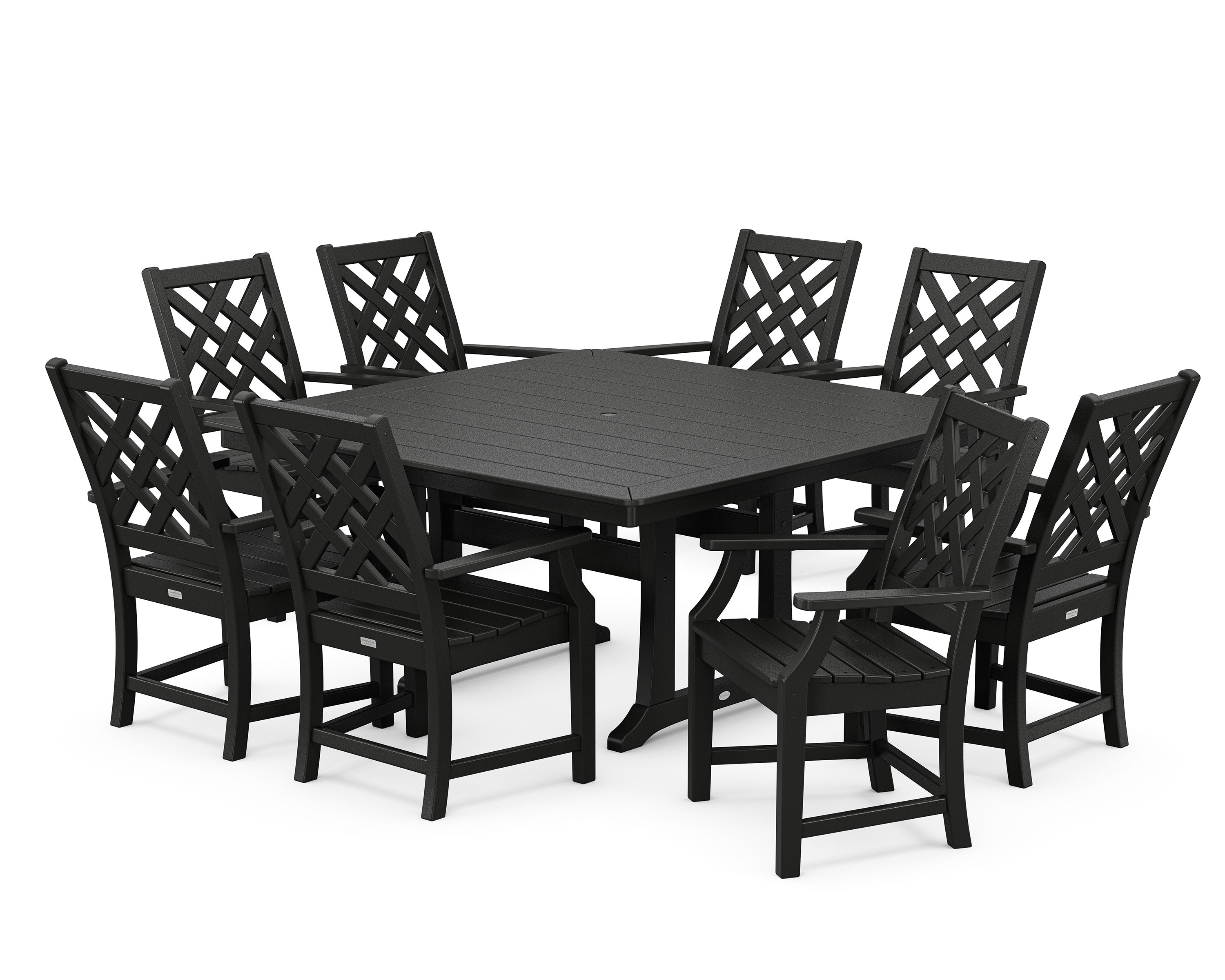 Wovendale 9-Piece Square Dining Set with Trestle Legs in Black