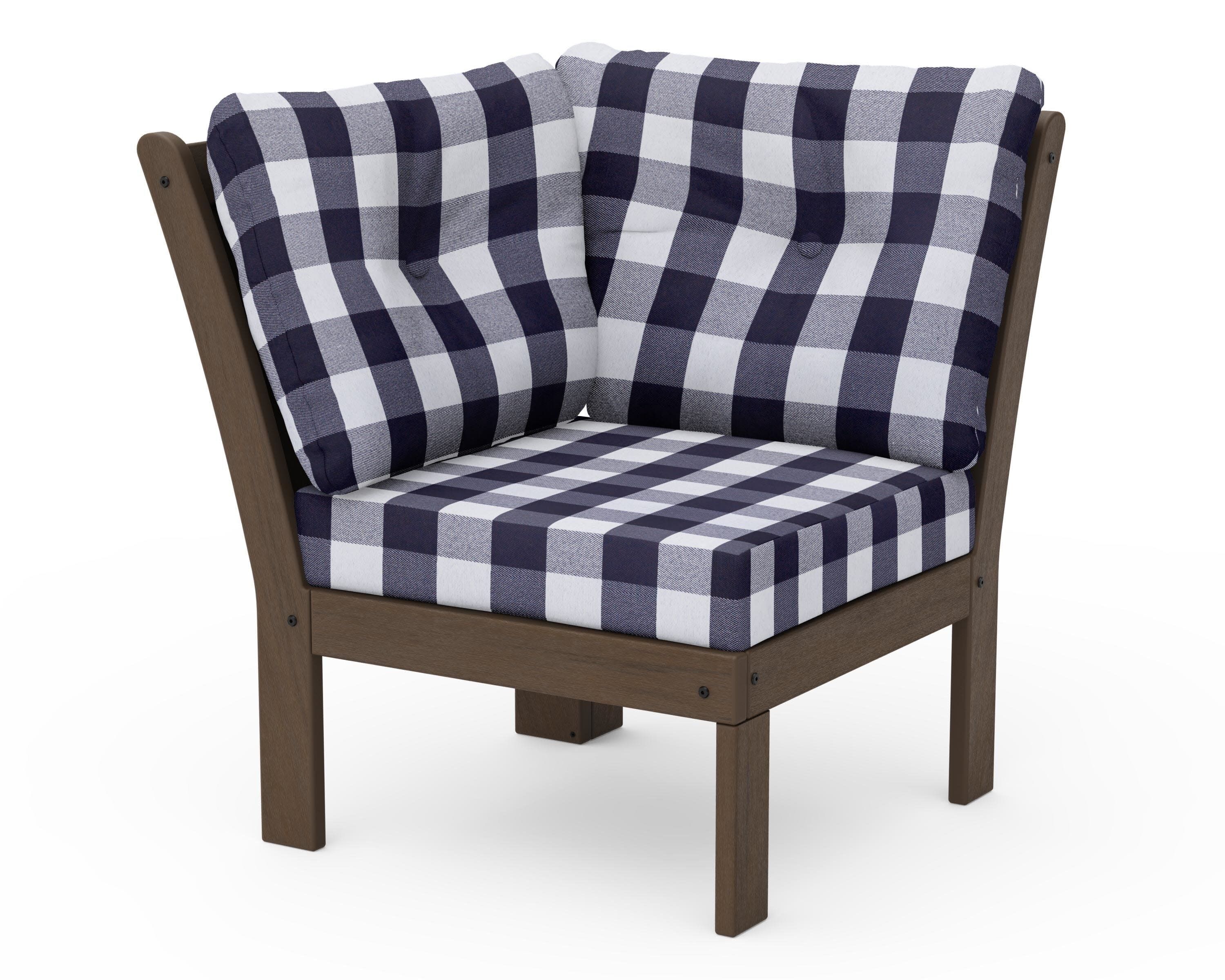 Vineyard Modular Corner Chair in Kona / Buffalo Plaid Navy