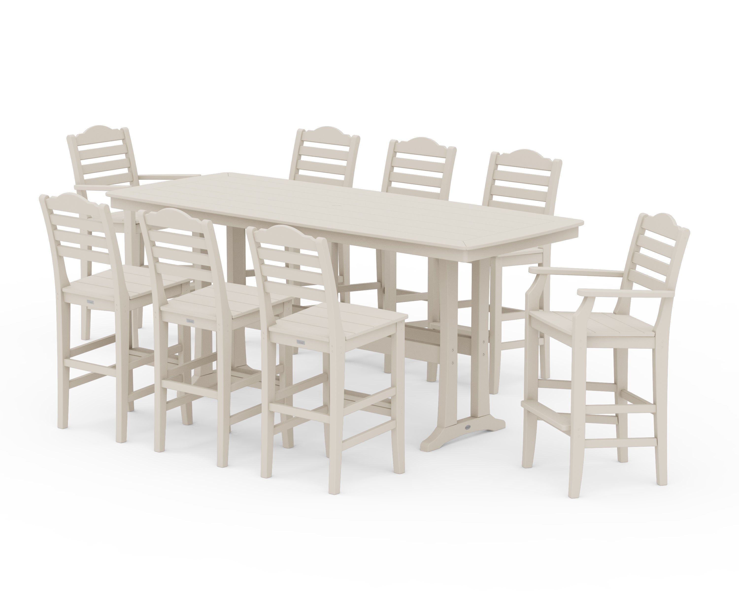 Savannah 9-Piece Bar Set with Trestle Legs in Sand