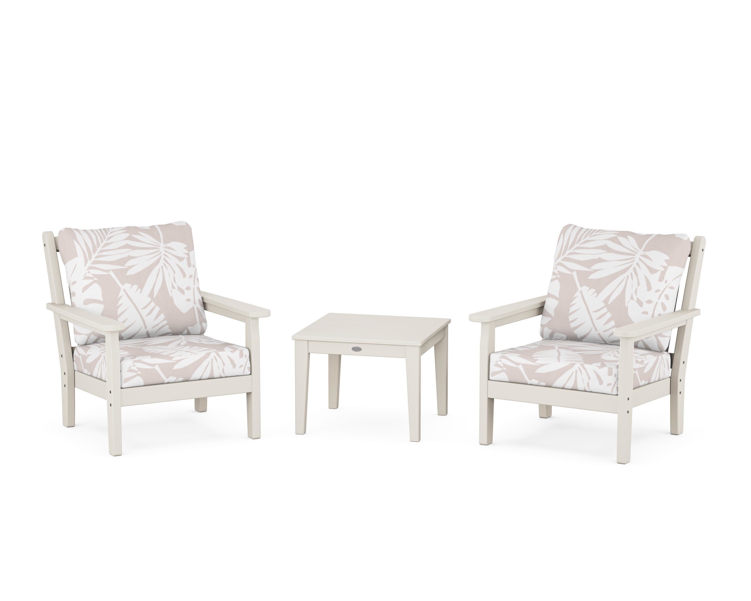 Chippendale 3-Piece Deep Seating Set in Sand / Leaf Dune Burlap