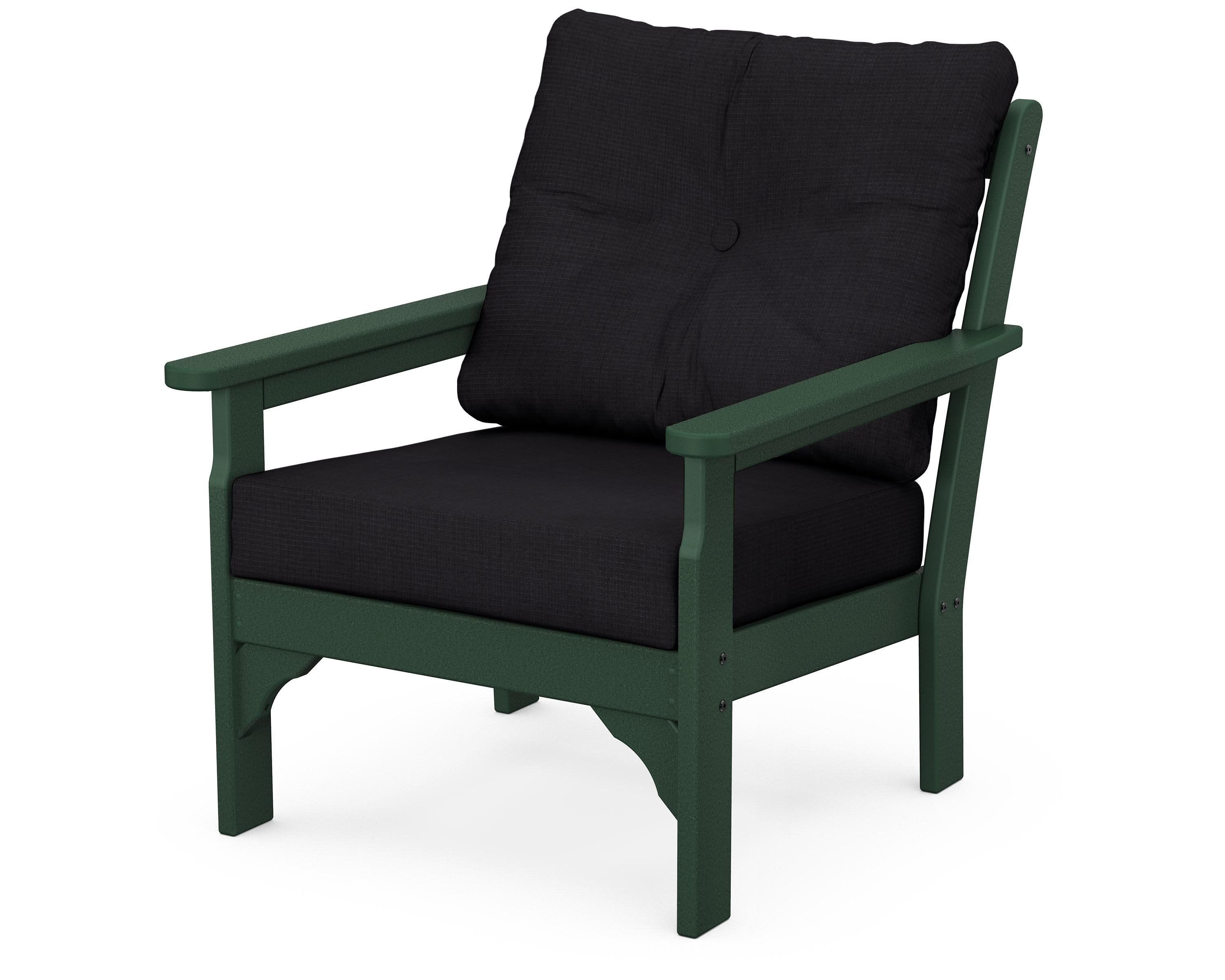 Vineyard Deep Seating Chair in Green / Midnight Linen