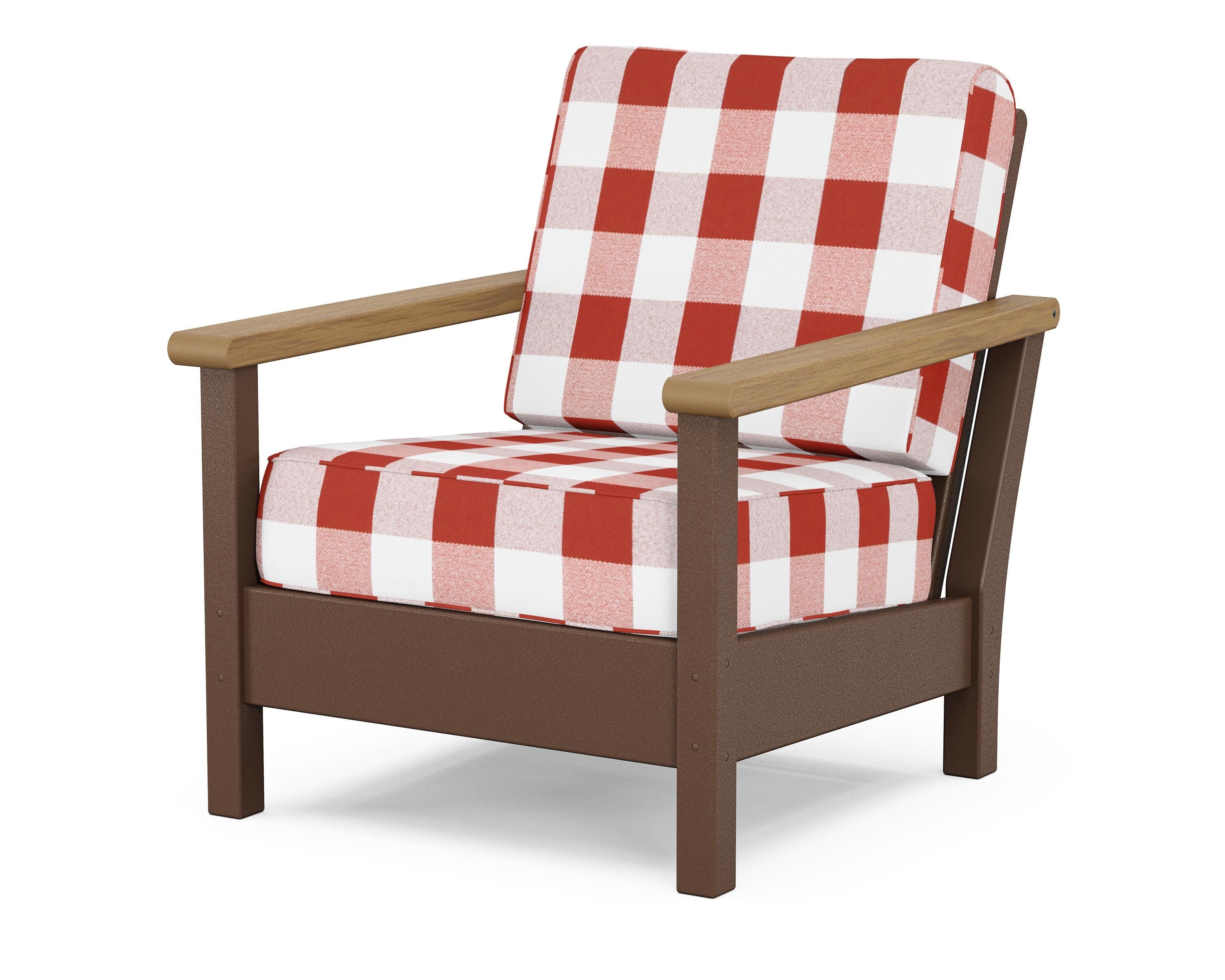 Harbour Deep Seating Chair in Mahogany / Natural / Buffalo Plaid Crimson