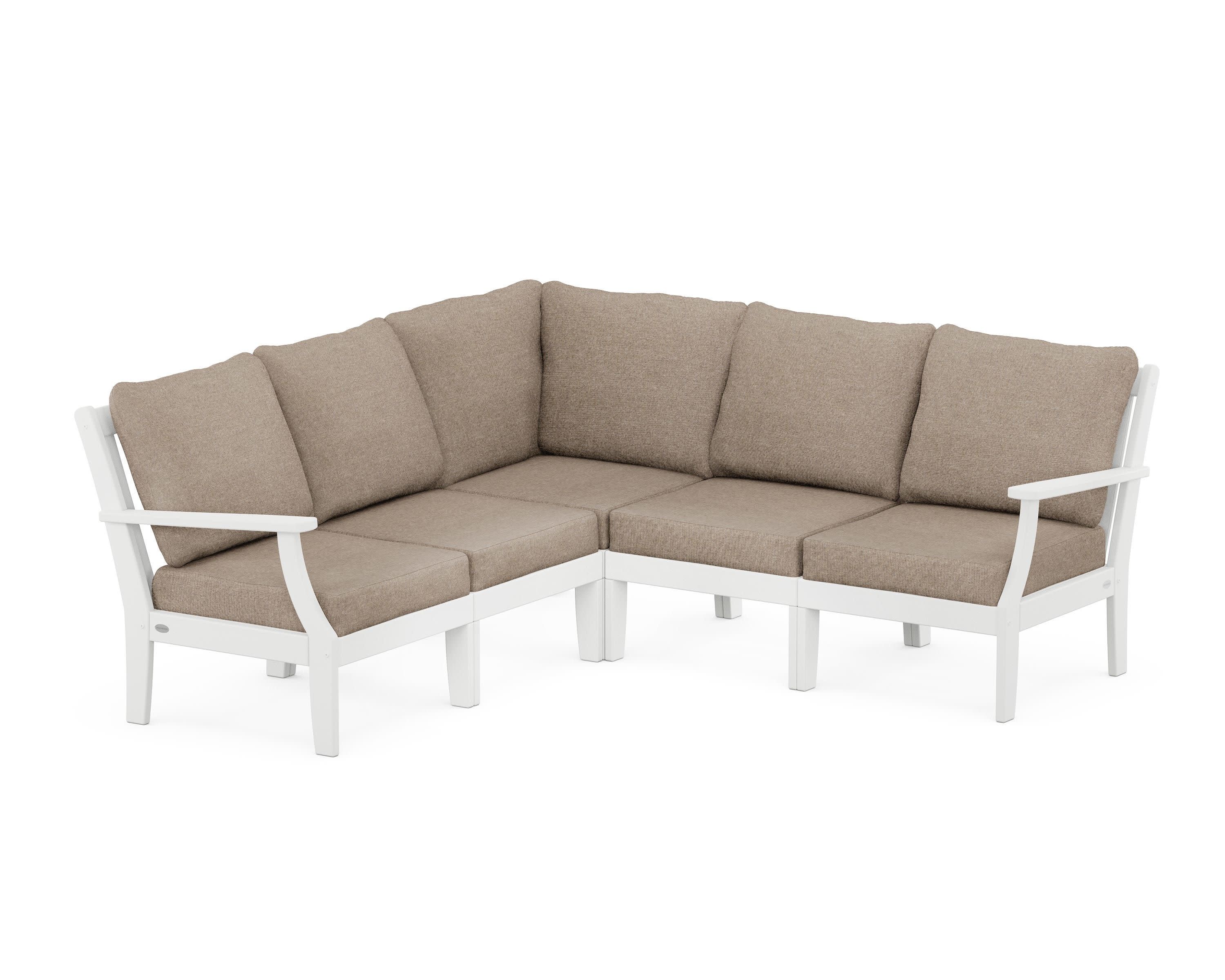 Braxton Modular 5-Piece Deep Seating Set in White / Spiced Burlap