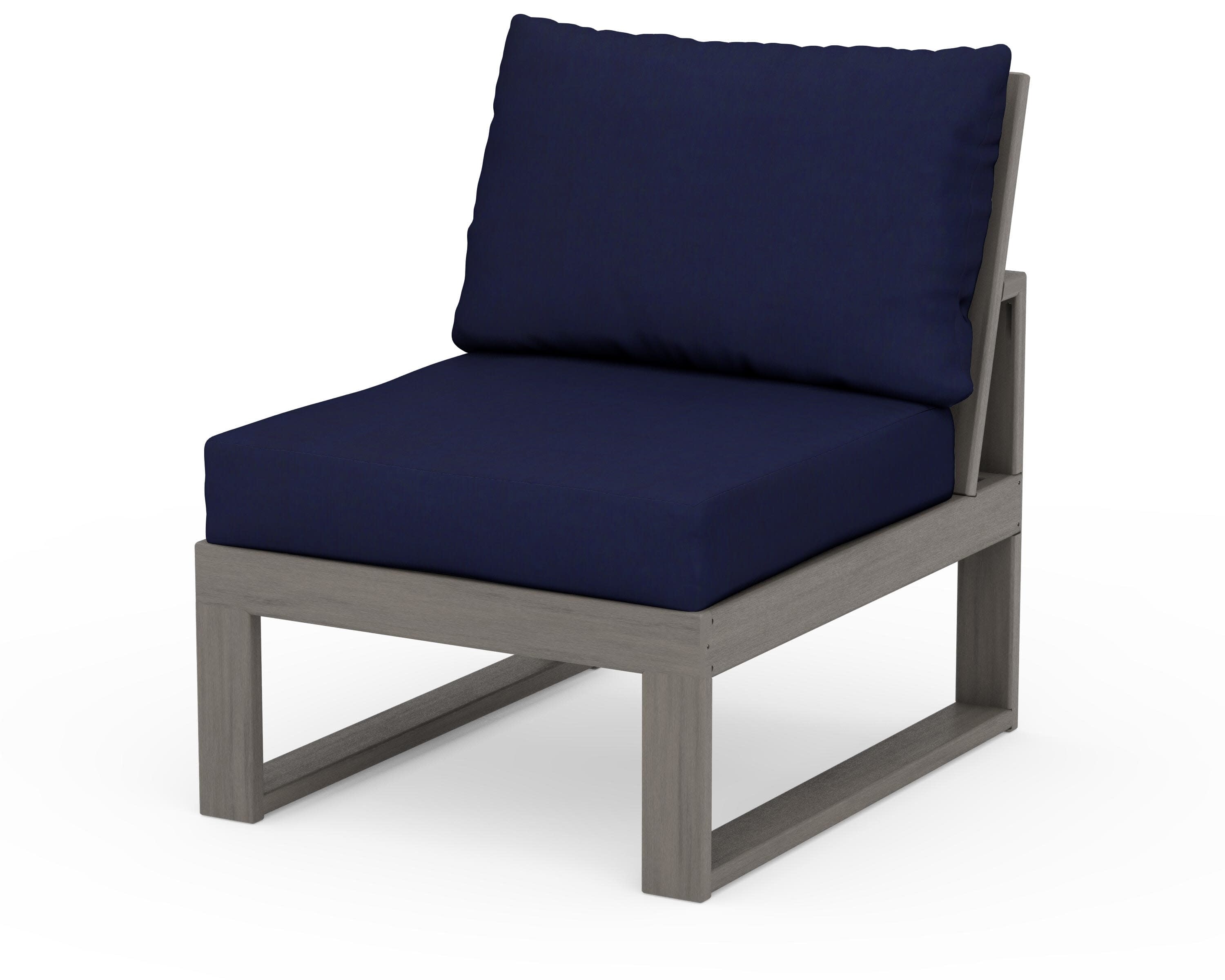 Modular Armless Chair in Driftwood / Navy