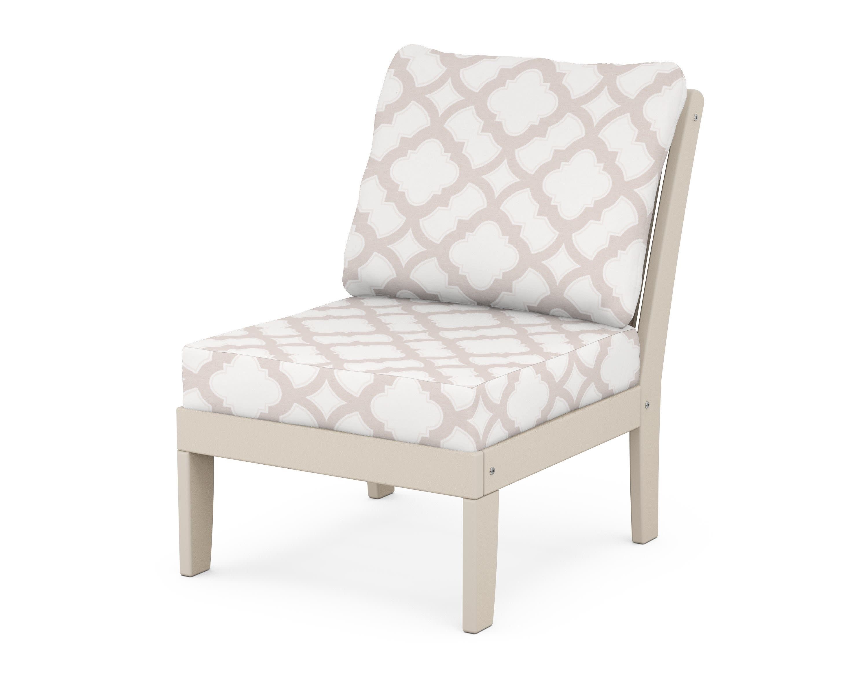 Braxton Modular Armless Chair in Sand / Trellis Dune Burlap
