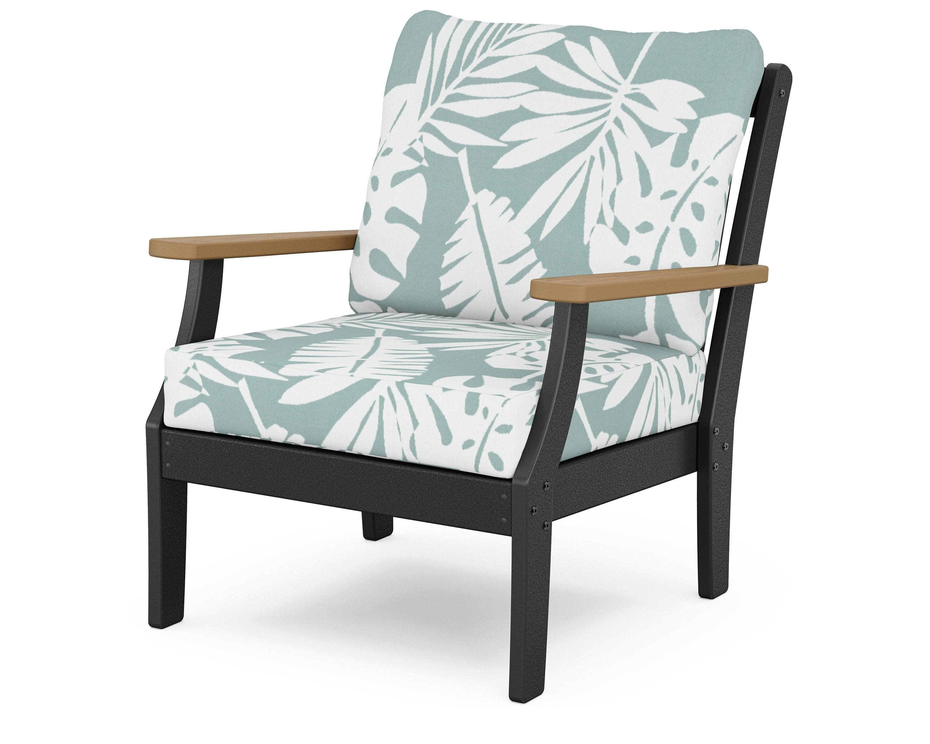 Braxton Deep Seating Chair in Black / Natural / Leaf Glacier Spa