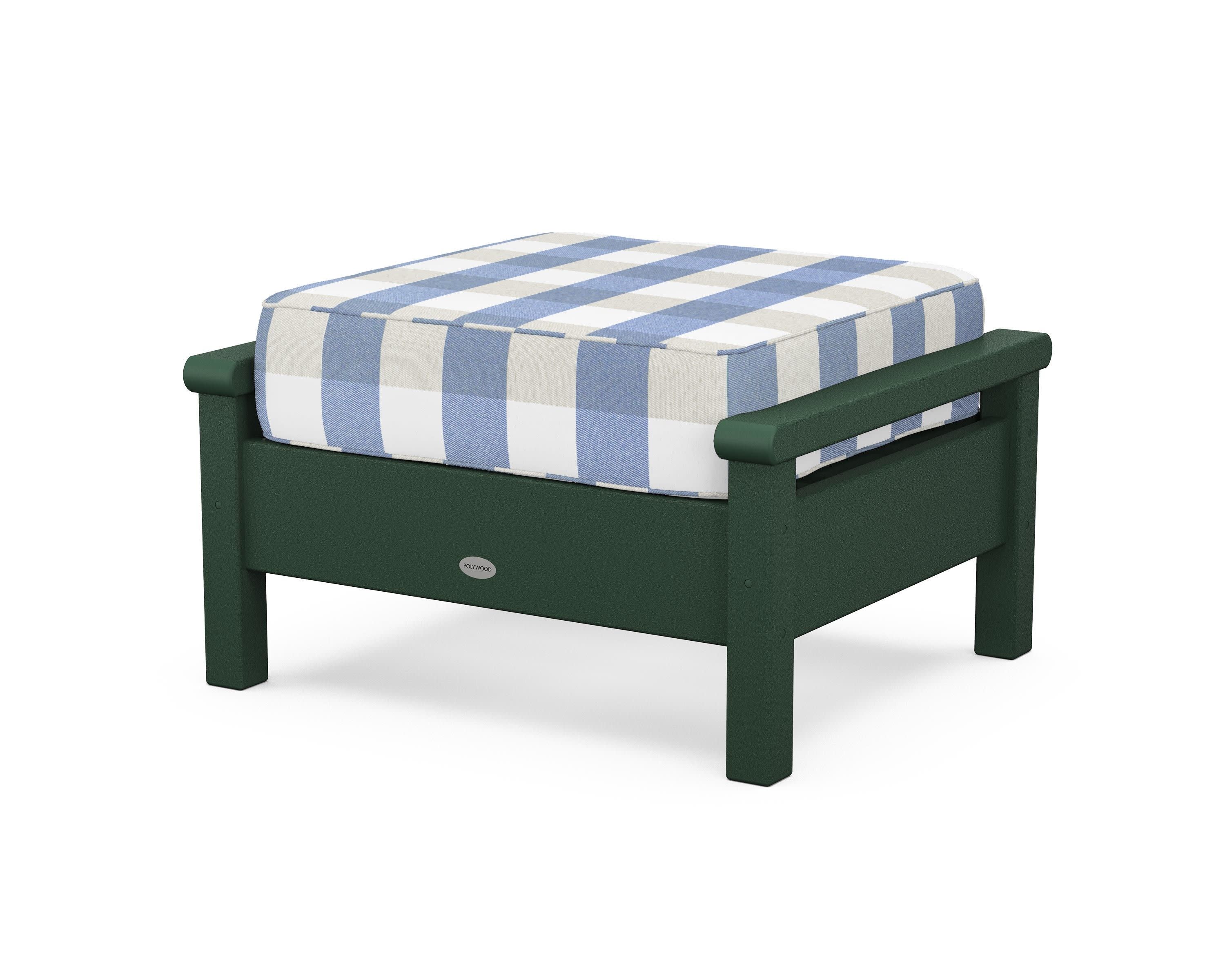 Harbour Deep Seating Ottoman in Green / Buffalo Plaid Sky Blue