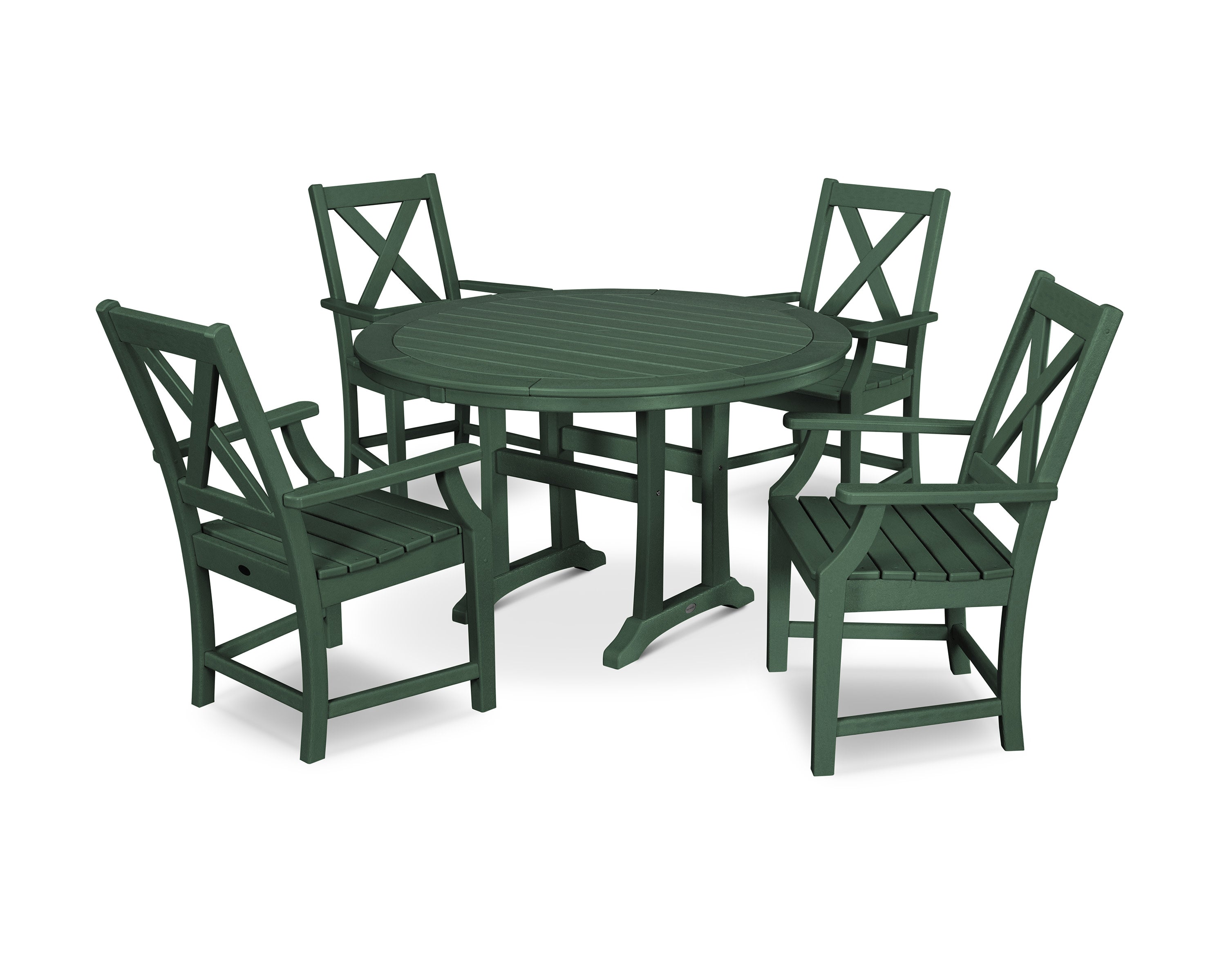 Braxton 5-Piece Nautical Trestle Arm Chair Dining Set in Green