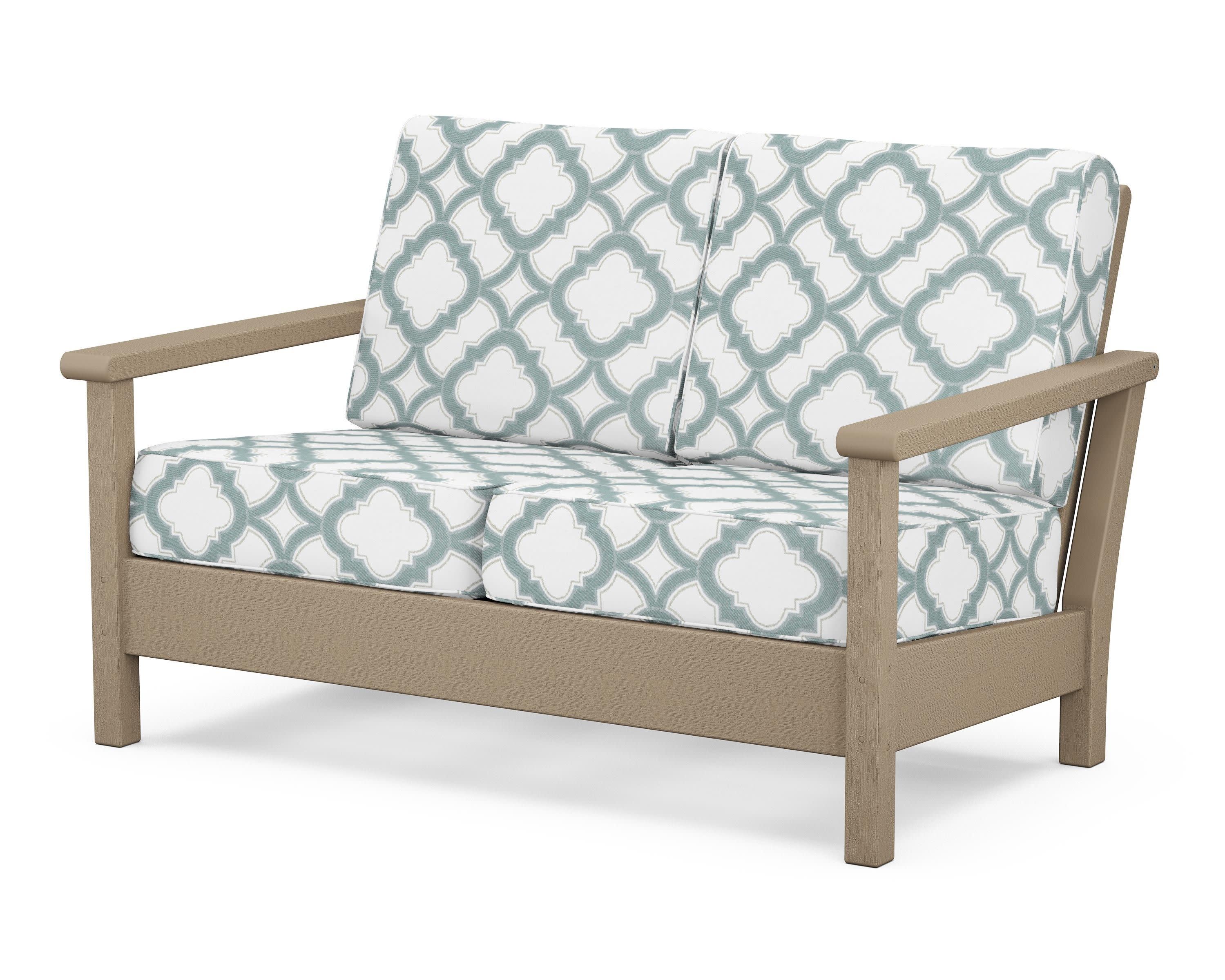 Harbour Deep Seating Loveseat in Vintage Sahara / Trellis Glacier Spa