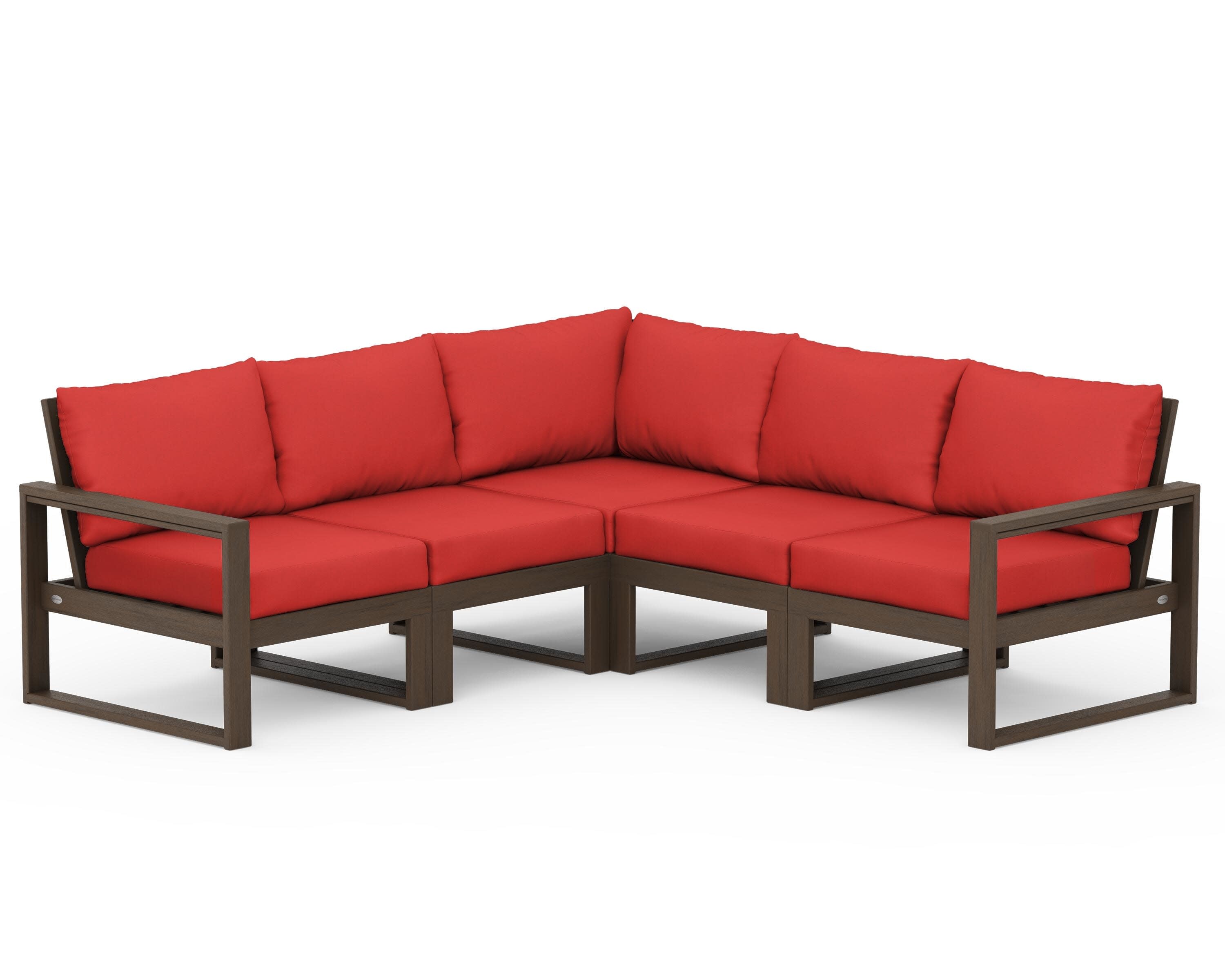 EDGE 5-Piece Modular Deep Seating Set in Kona / Crimson Linen