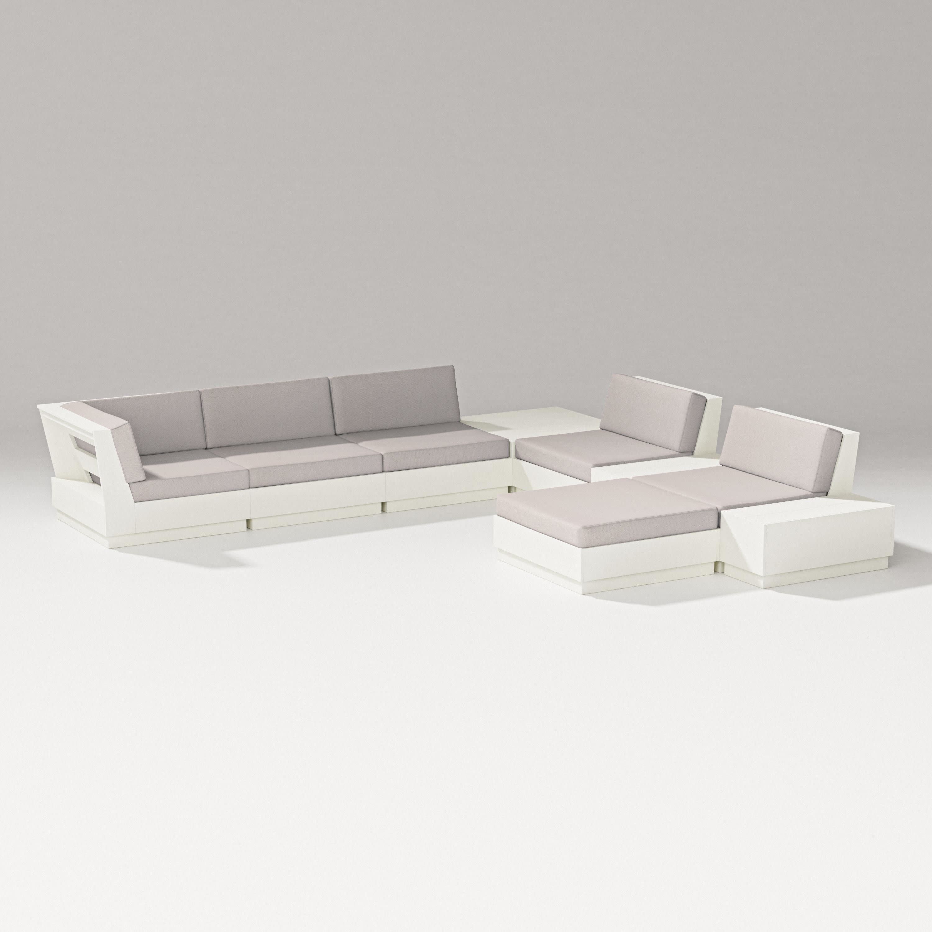 Elevate 9-Piece Conversation Sectional in Vintage White / Dune Burlap