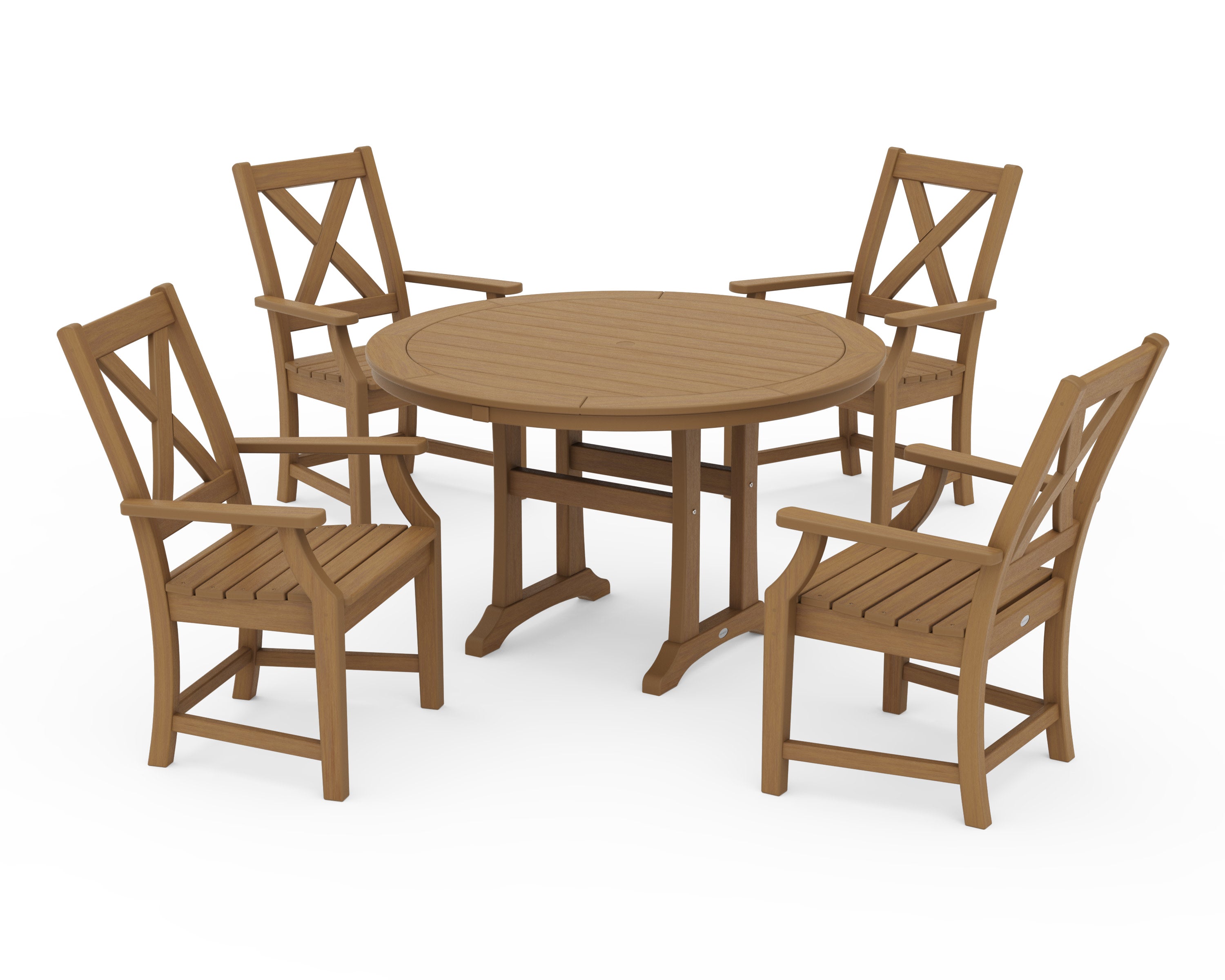 Braxton 5-Piece Nautical Trestle Arm Chair Dining Set in Natural