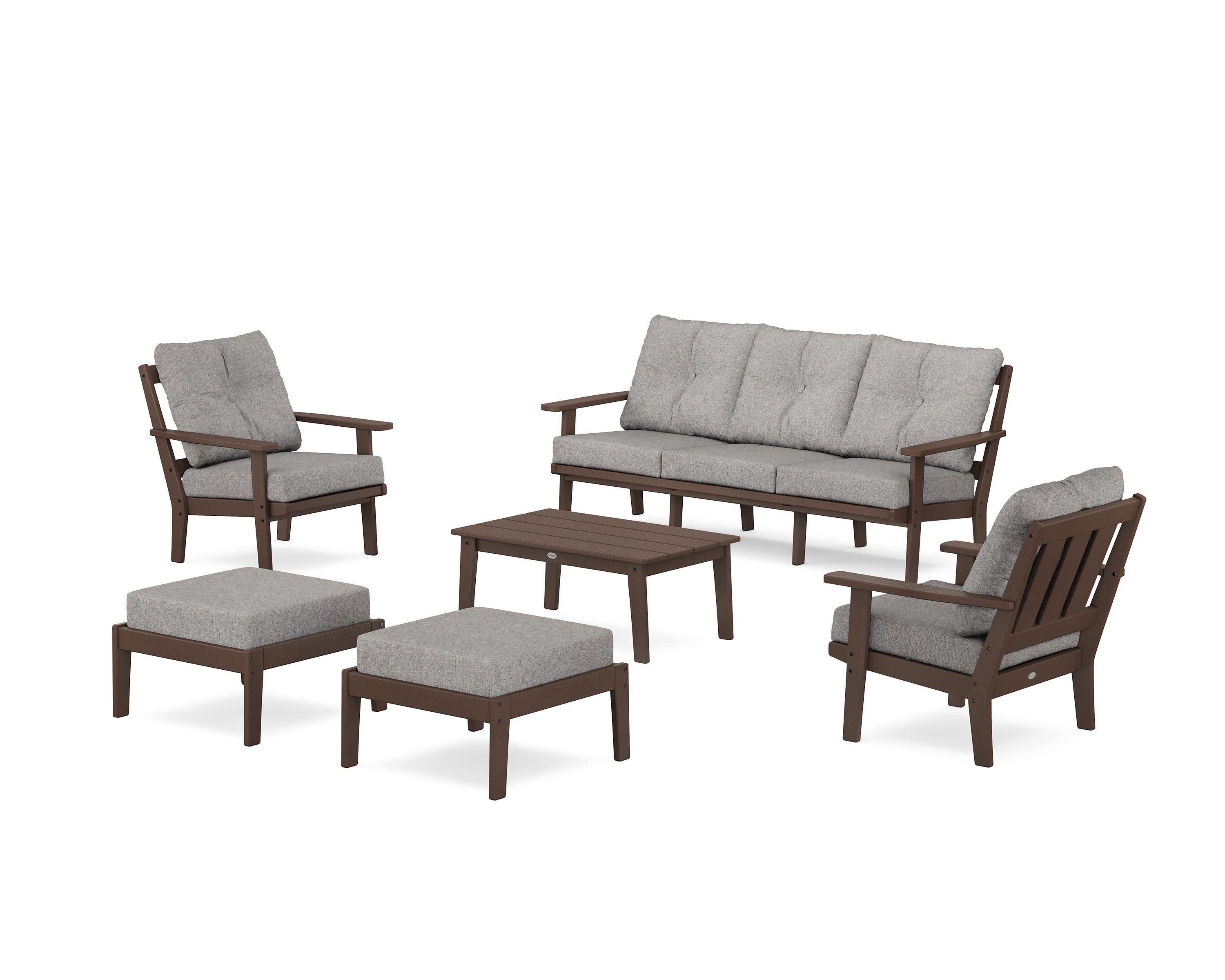Oxford 6-Piece Lounge Sofa Set in Mahogany / Grey Mist