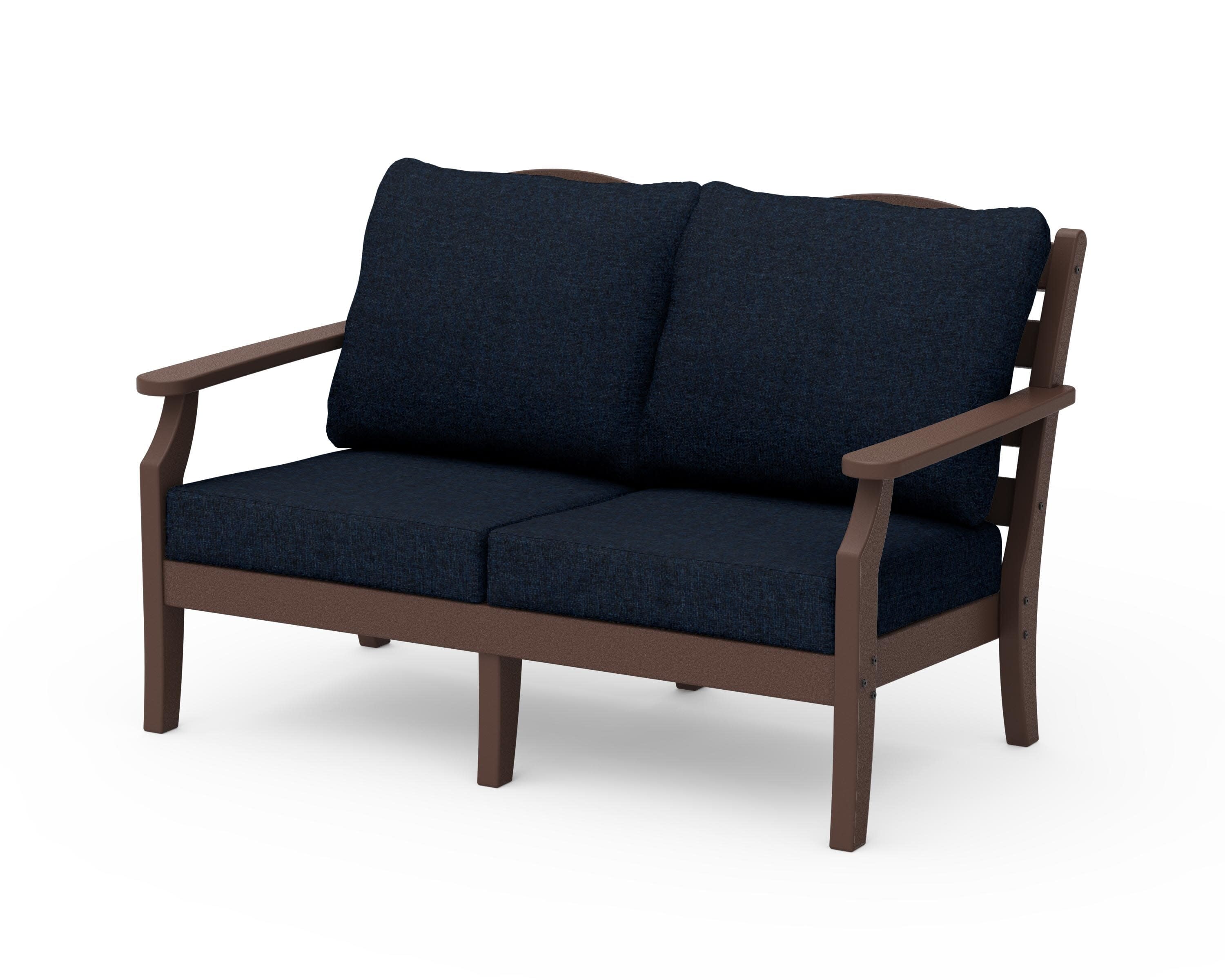 Savannah Deep Seating Loveseat in Mahogany / Marine Indigo