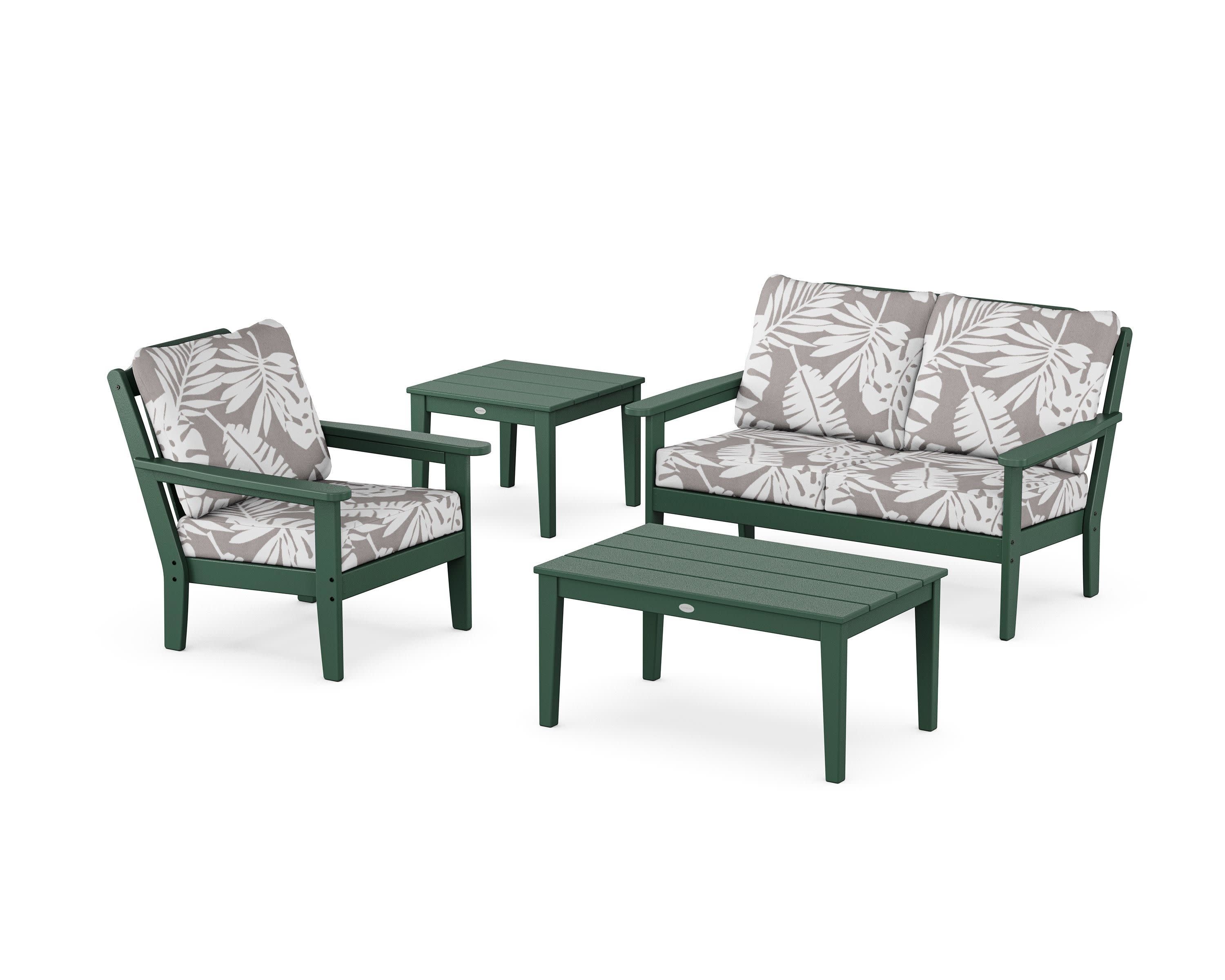 Wovendale 4-Piece Deep Seating Set in Green / Leaf Grey Mist