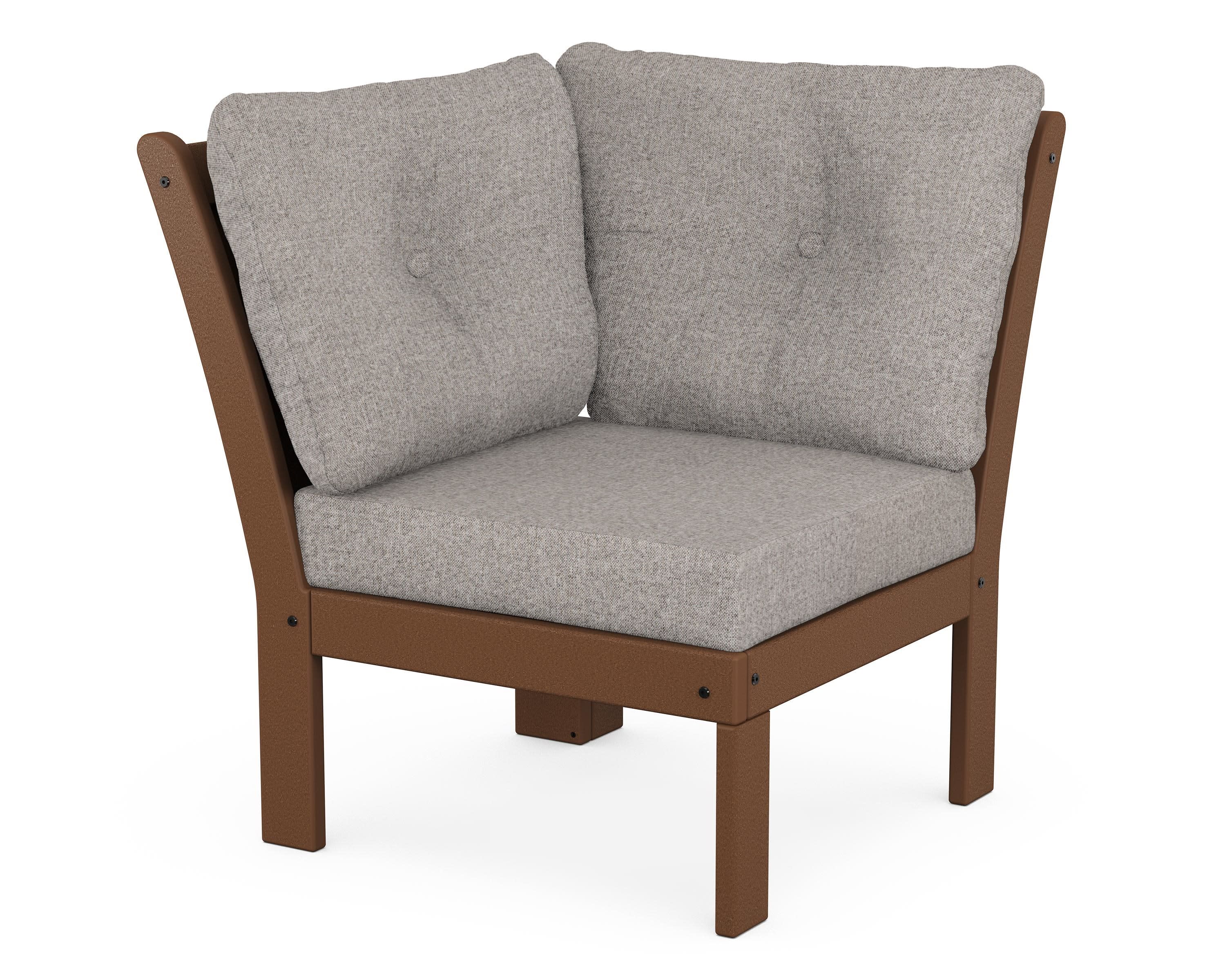 Vineyard Modular Corner Chair in Teak / Weathered Tweed
