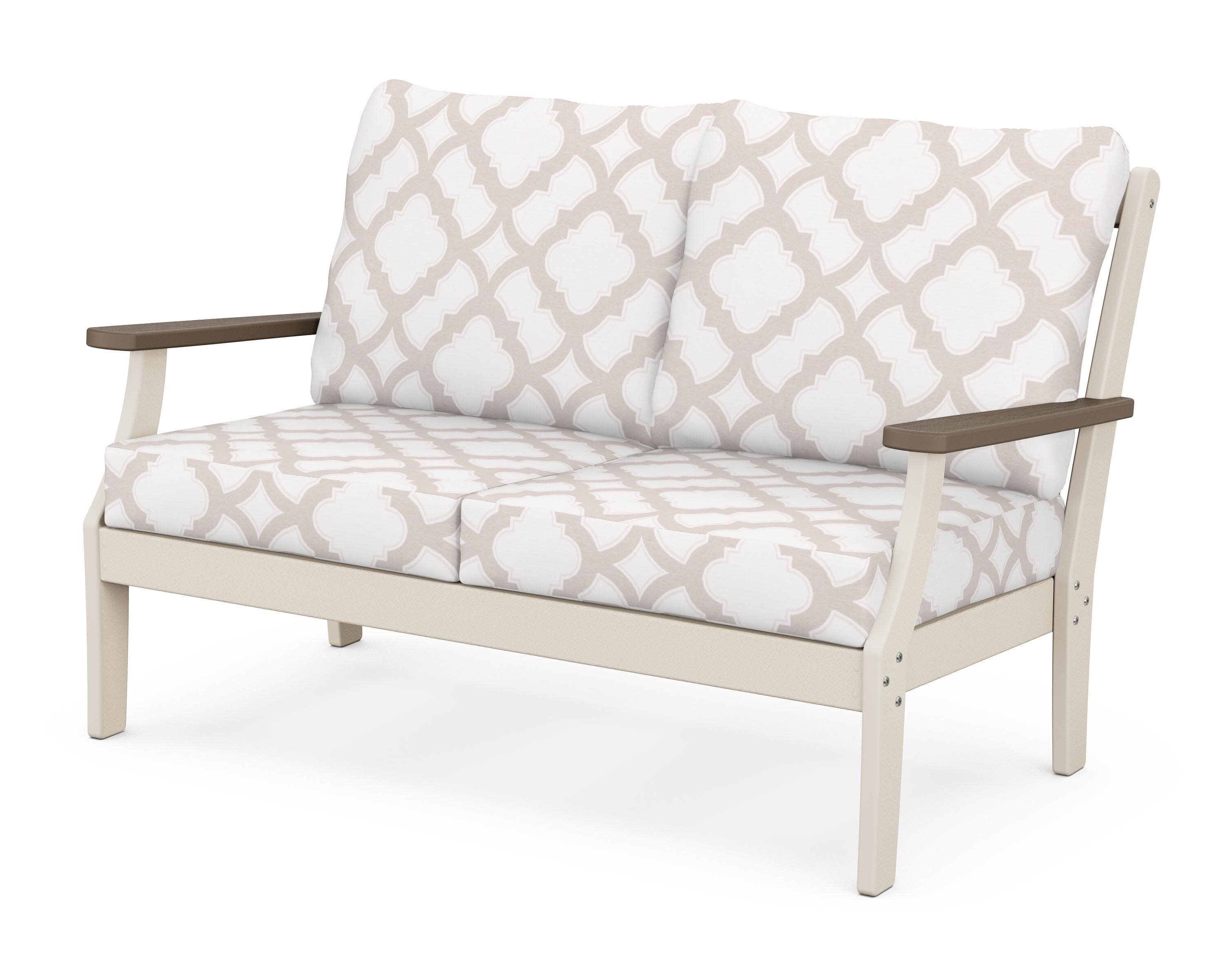 Braxton Deep Seating Loveseat in Sand / Kona / Trellis Dune Burlap