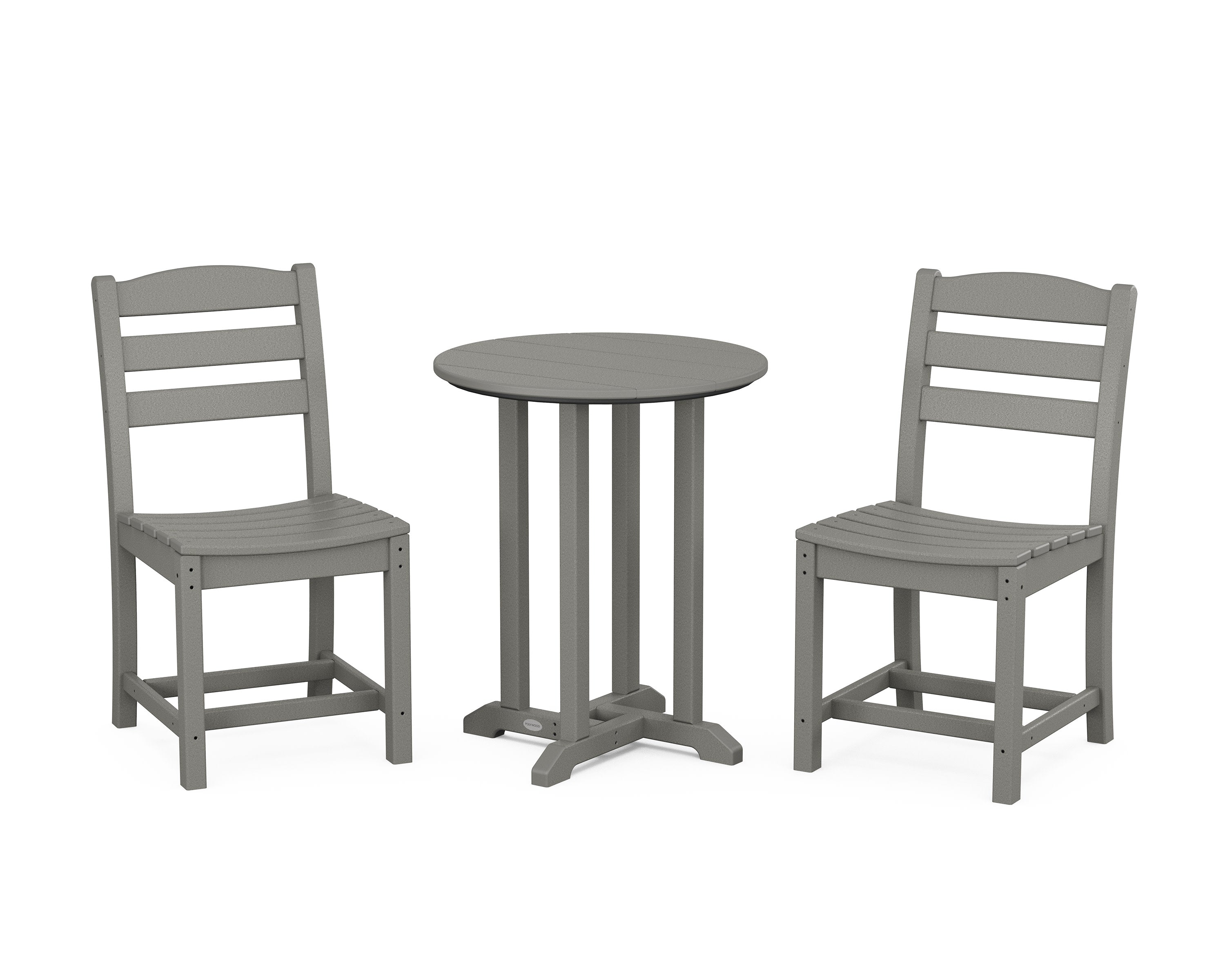 La Casa Caf Side Chair 3-Piece Round Bistro Dining Set in Slate Grey
