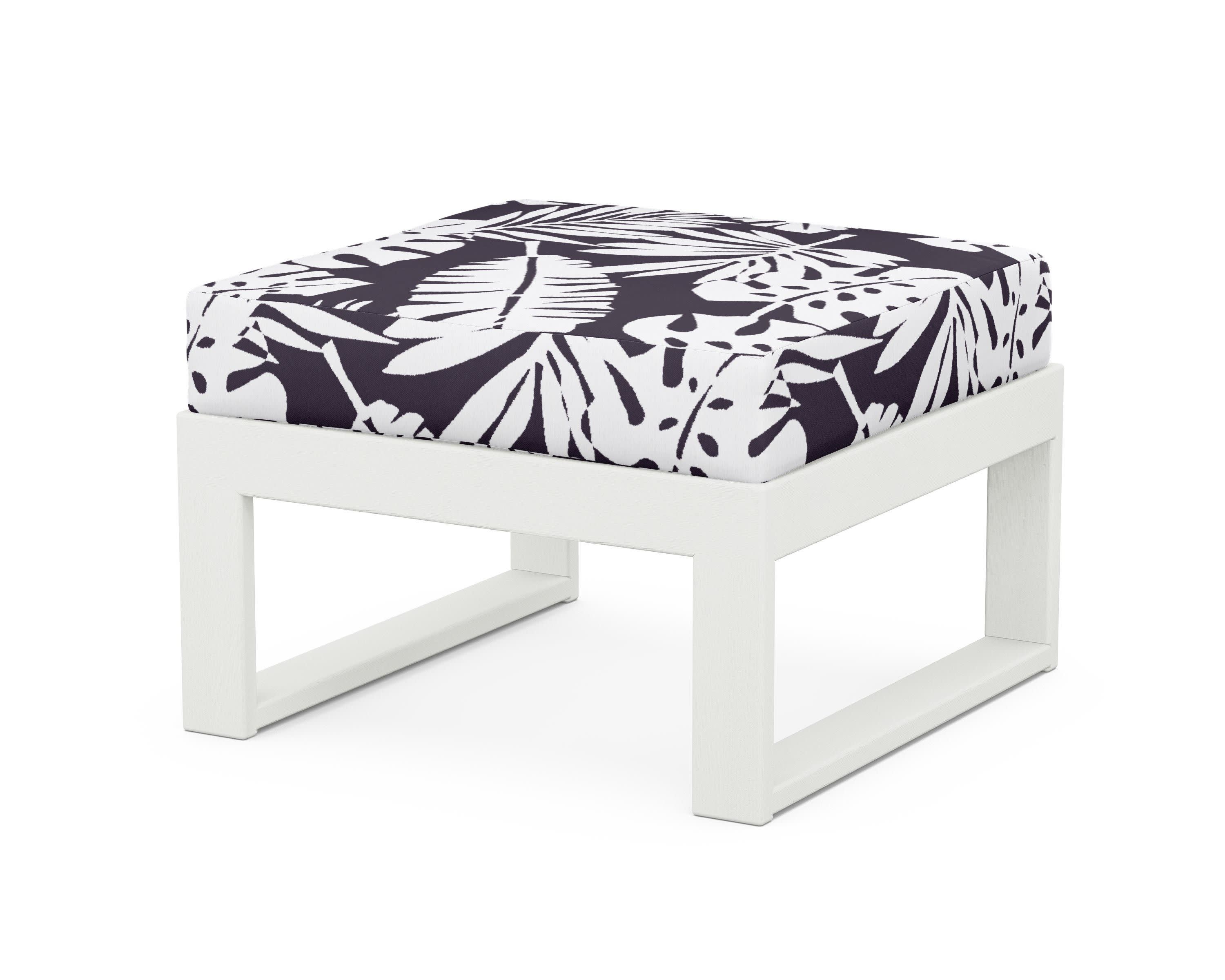 Modular Ottoman - Modern in Vintage White / Leaf Navy