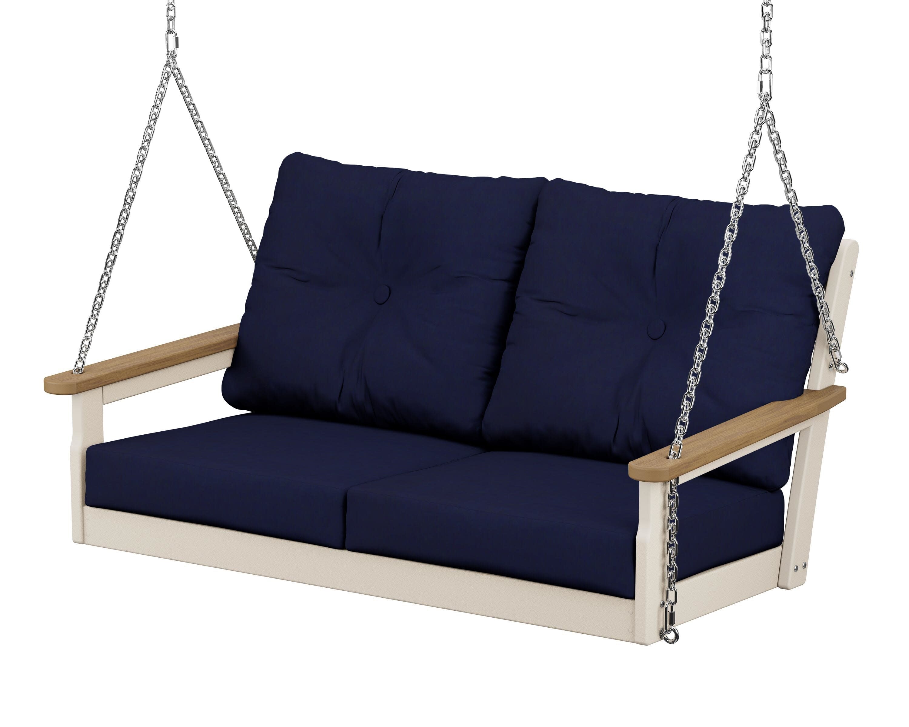Vineyard Deep Seating Swing in Sand / Natural / Navy