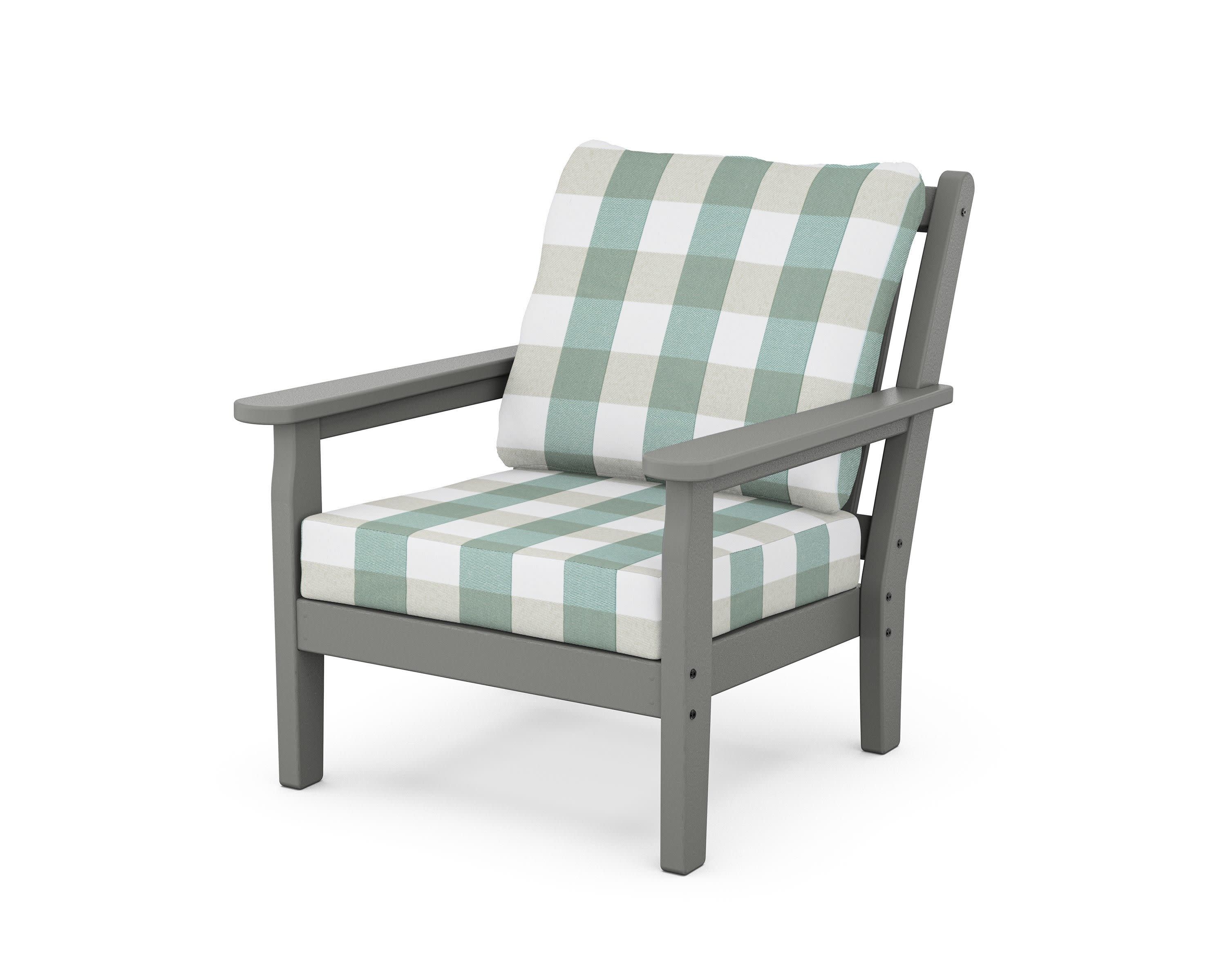 Chippendale Deep Seating Chair in Slate Grey / Buffalo Plaid Glacier Spa