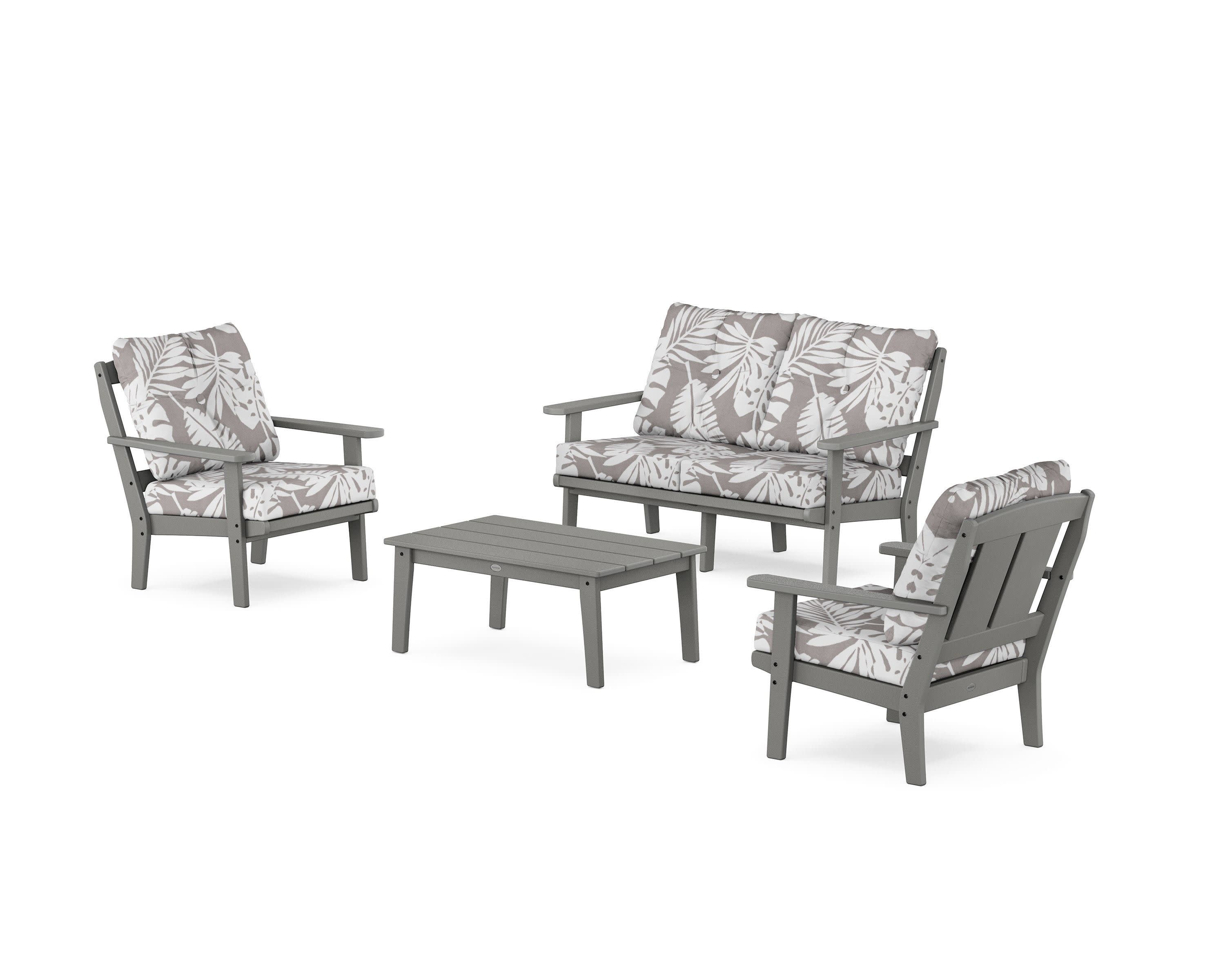 Mission 4-Piece Deep Seating Set with Loveseat in Slate Grey / Leaf Grey Mist