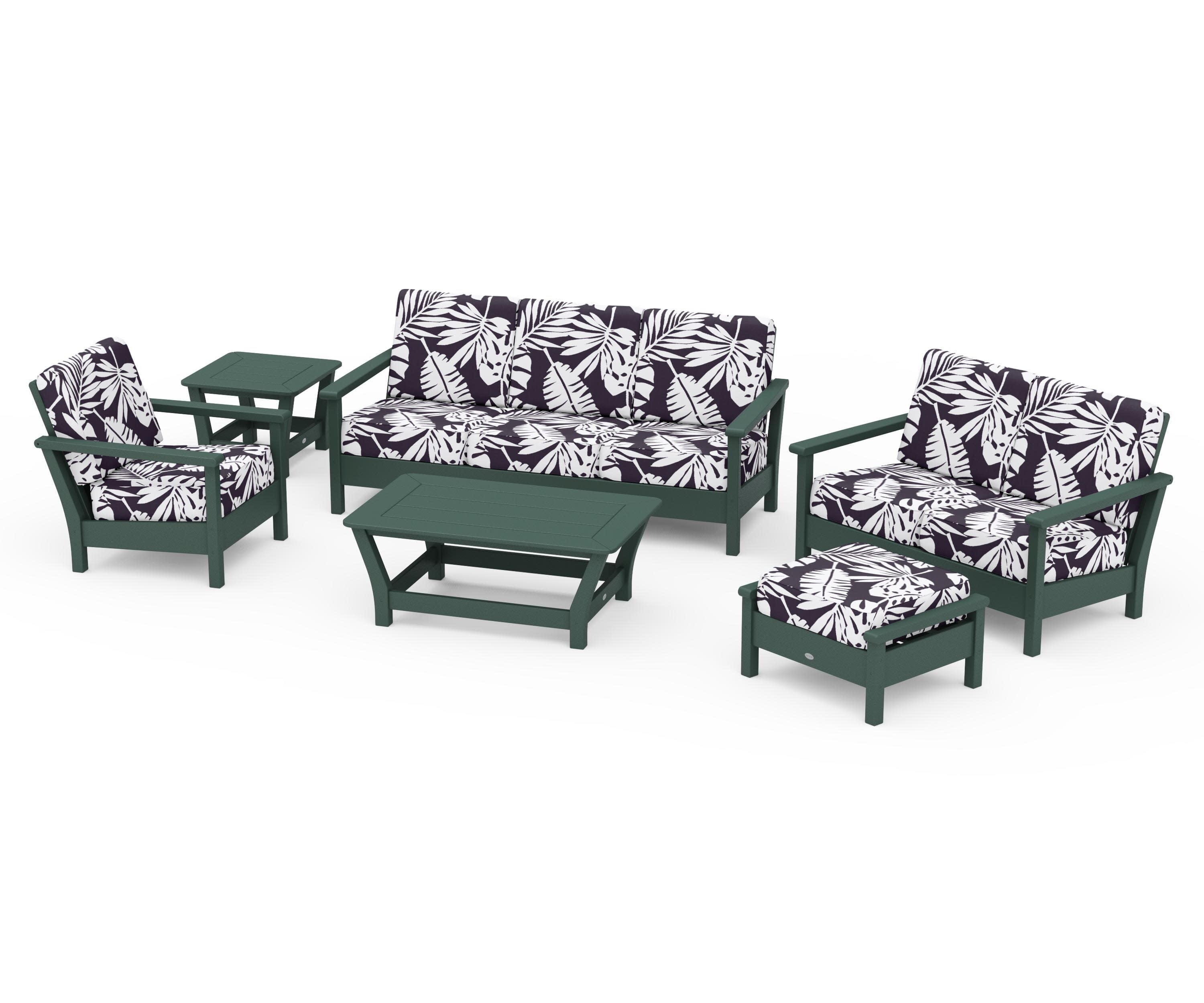 Harbour 6-Piece Outdoor Living Set in Green / Leaf Navy
