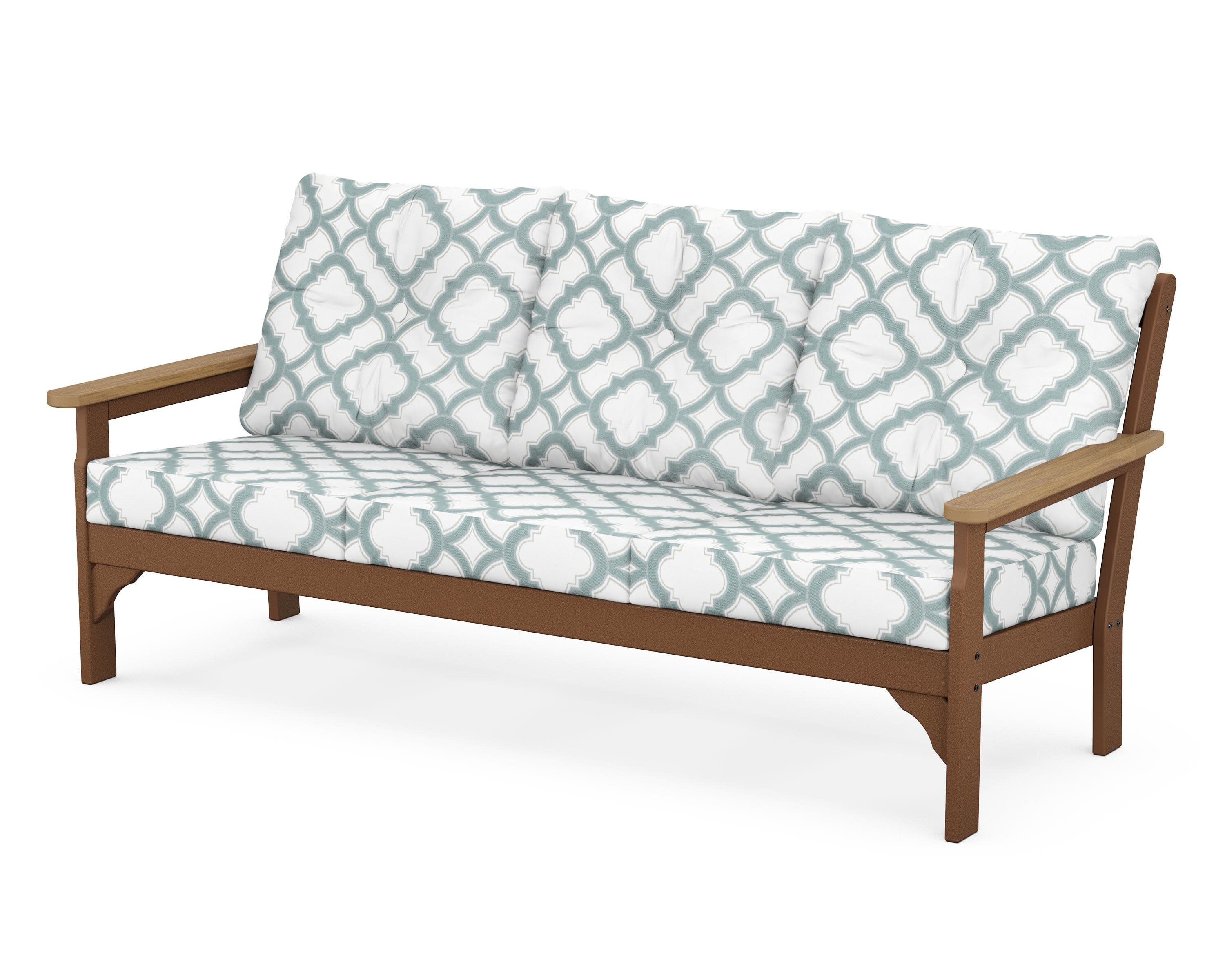 Vineyard Deep Seating Sofa in Teak / Natural / Trellis Glacier Spa