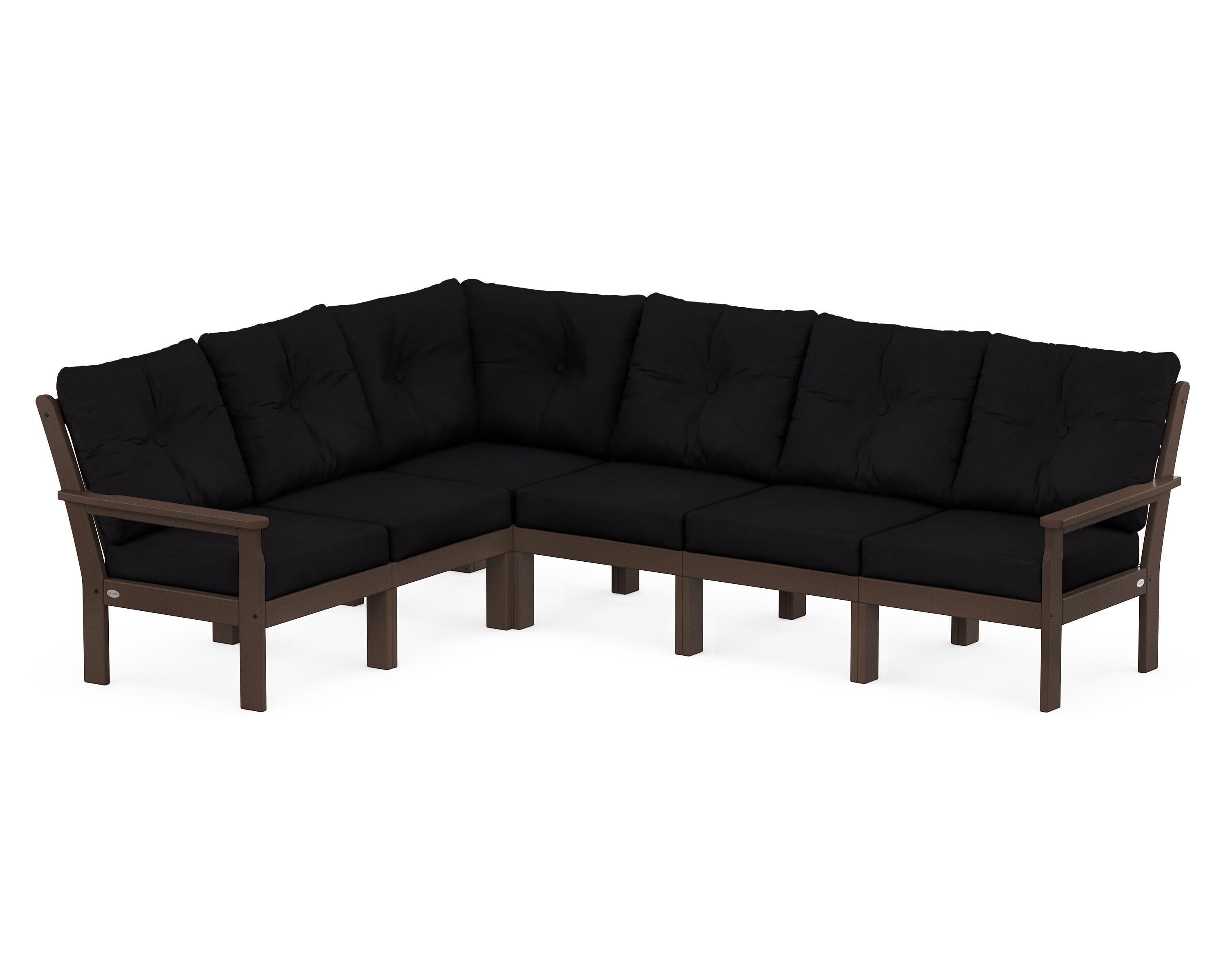 Vineyard 6-Piece Sectional in Mahogany / Midnight Linen