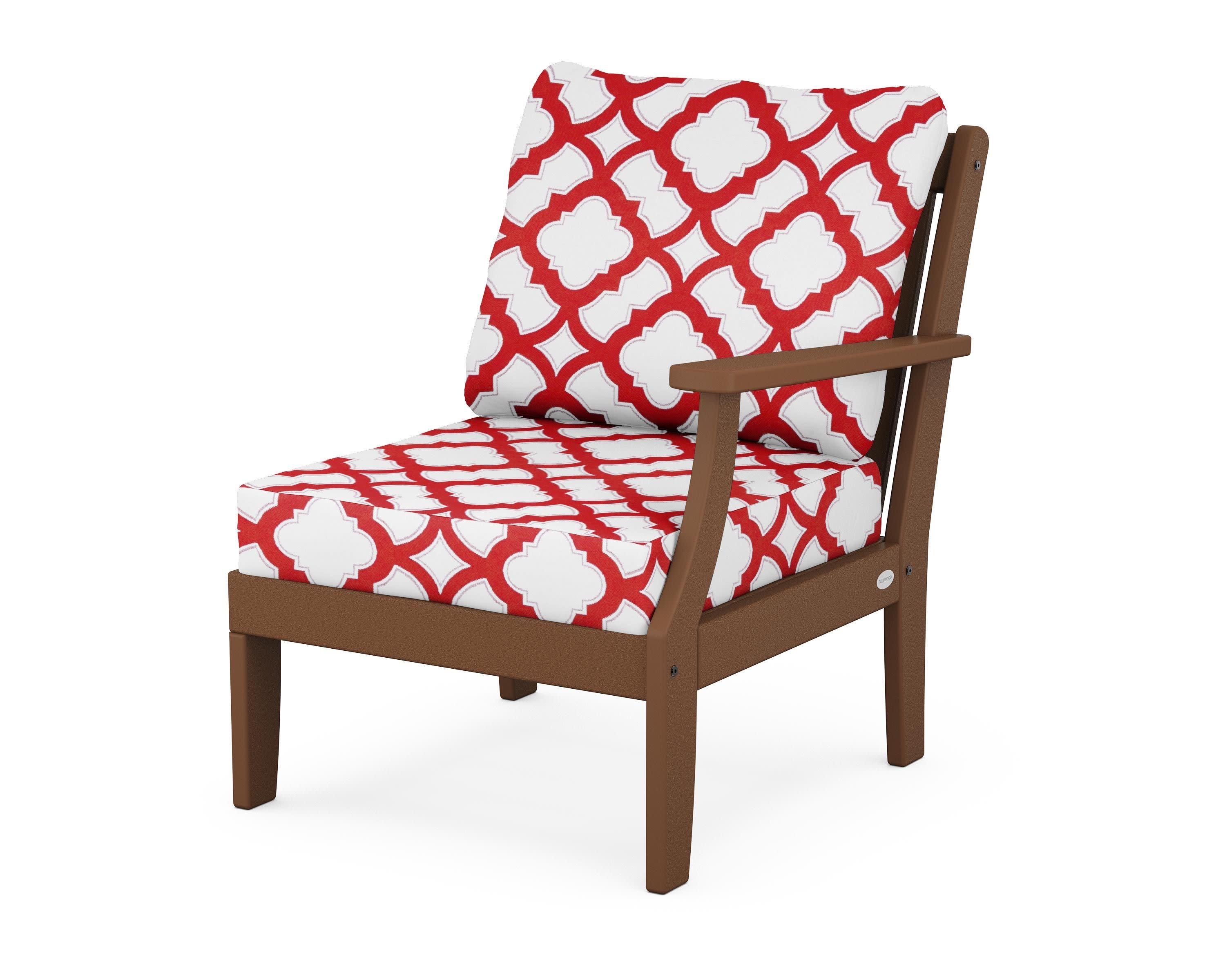 Braxton Modular Right Arm Chair in Teak / Trellis Crimson