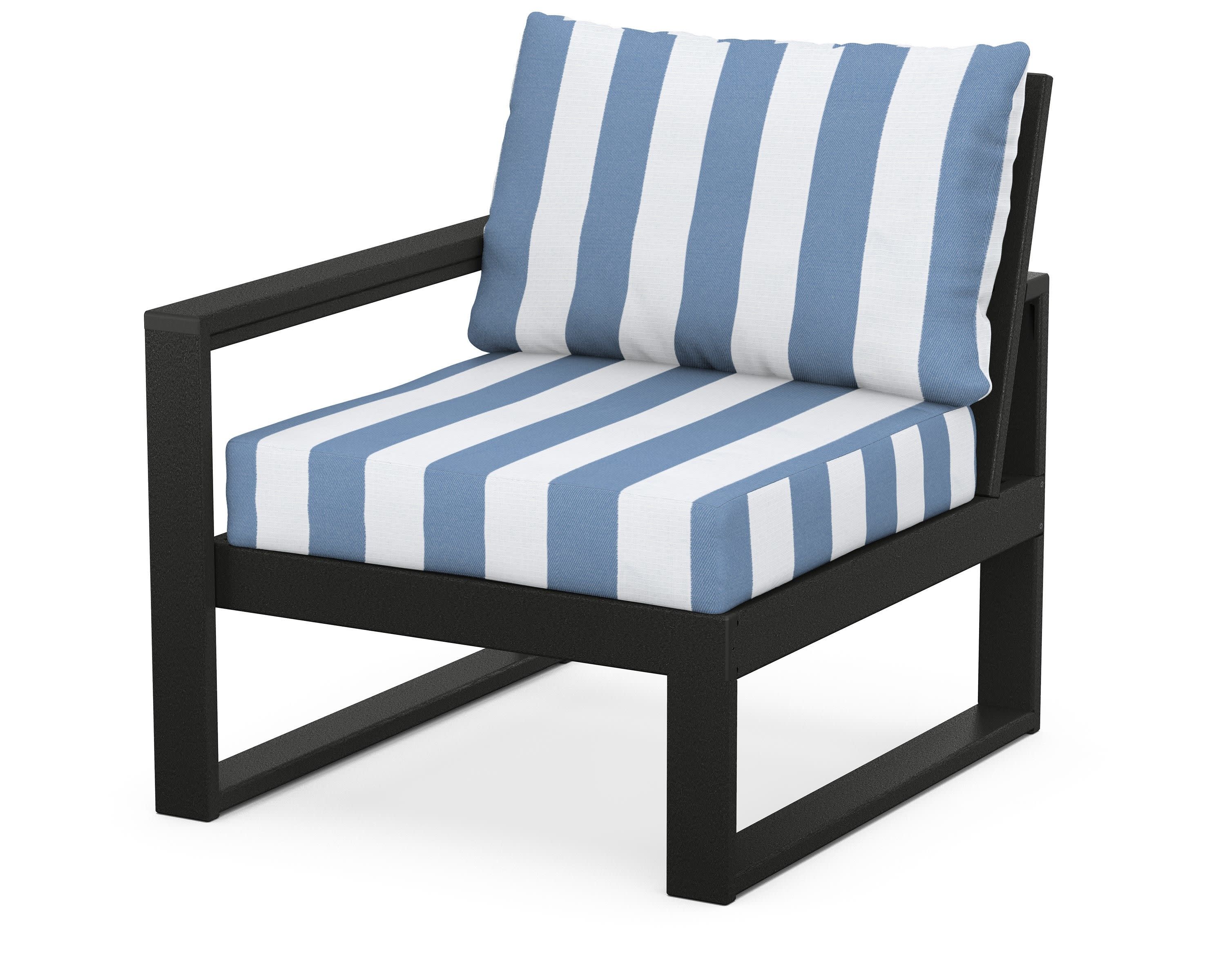 EDGE Modular Left Arm Chair in Black / Cabana Stripe Sky Blue