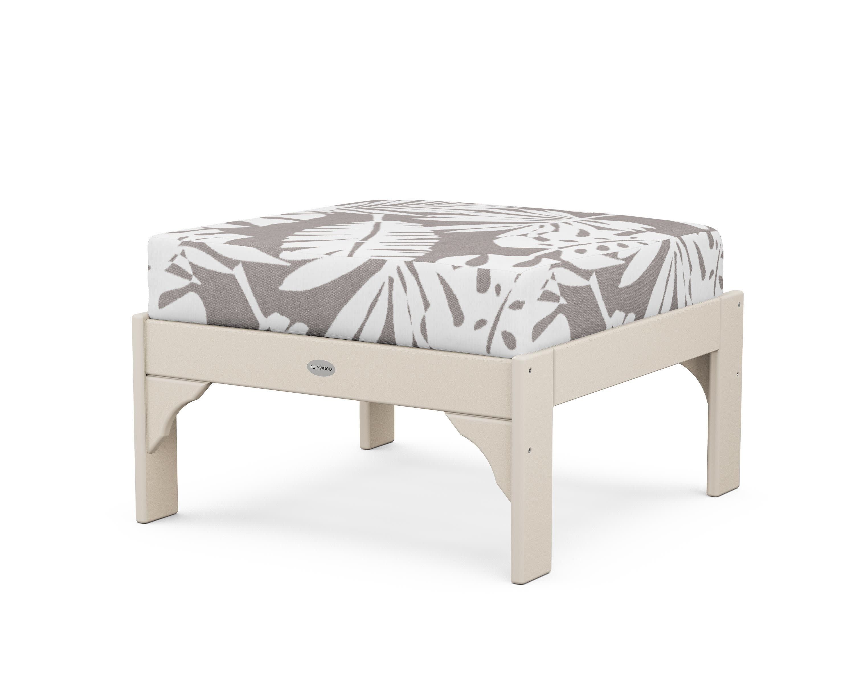 Vineyard Deep Seating Ottoman in Sand / Leaf Grey Mist