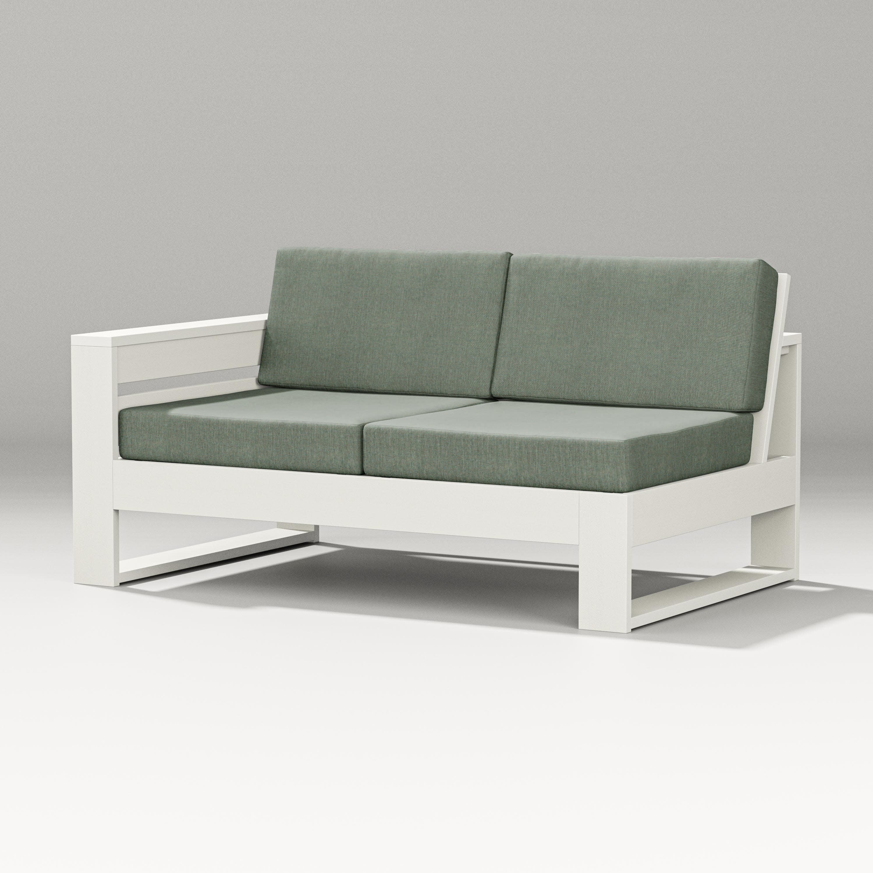 Latitude Modular Left Arm Loveseat in Vintage White / Cast Sage